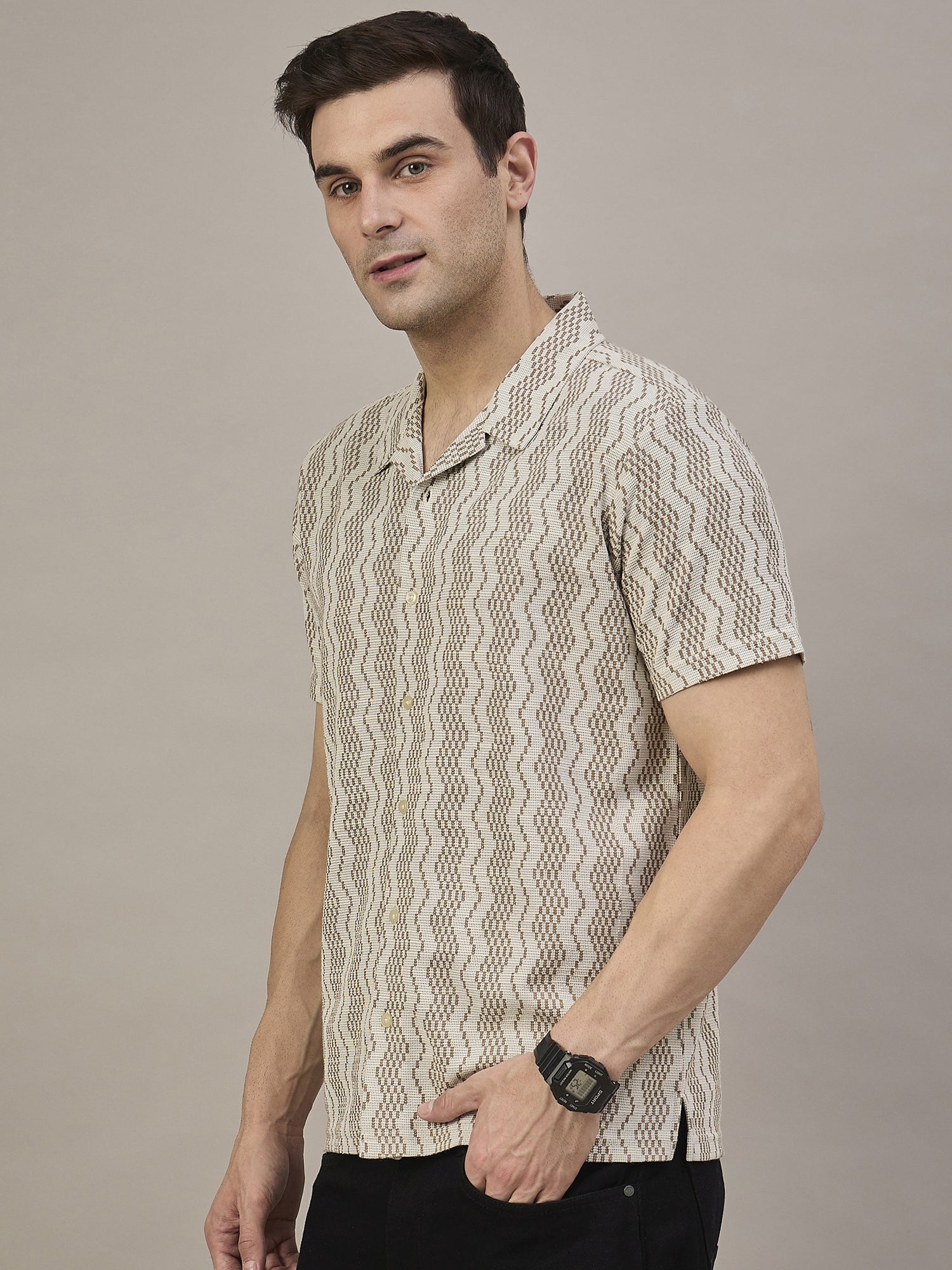 Men Striped  Shirt Brown &  Beige