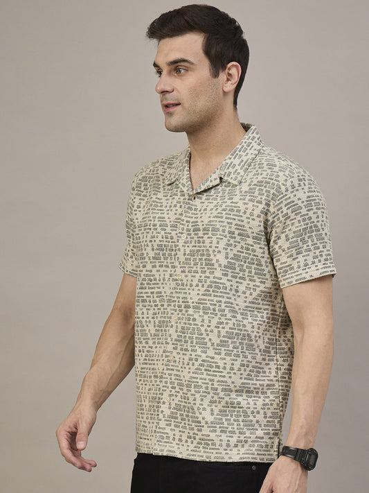 Men Textured Shirt Beige and Grey
