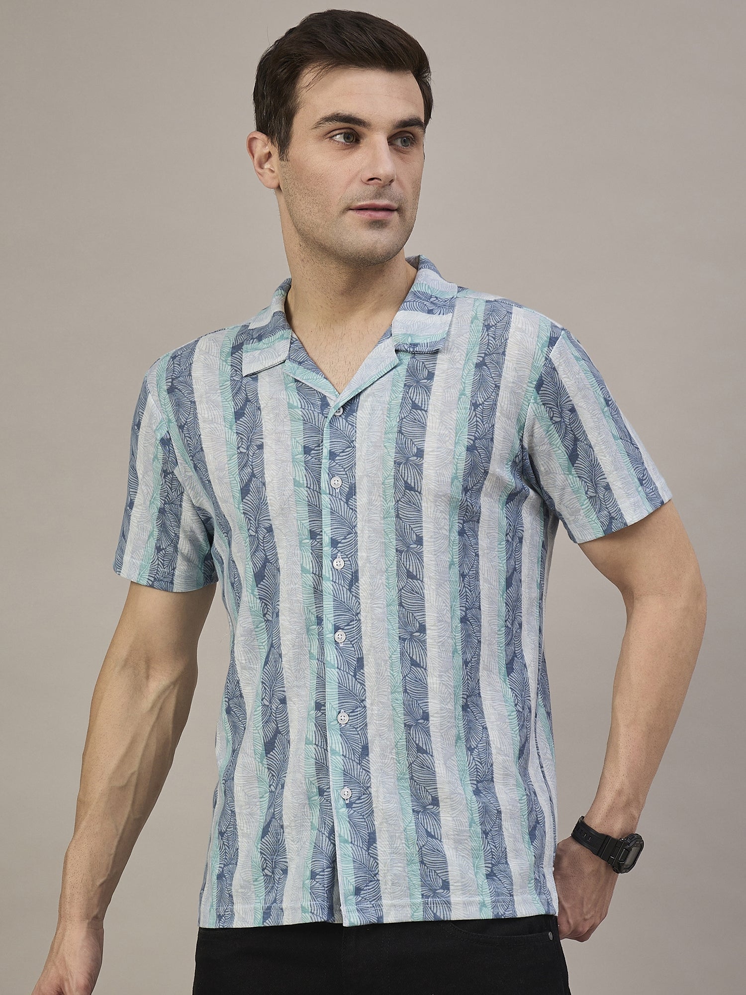 Men Striped Shirt   Blue & Light green