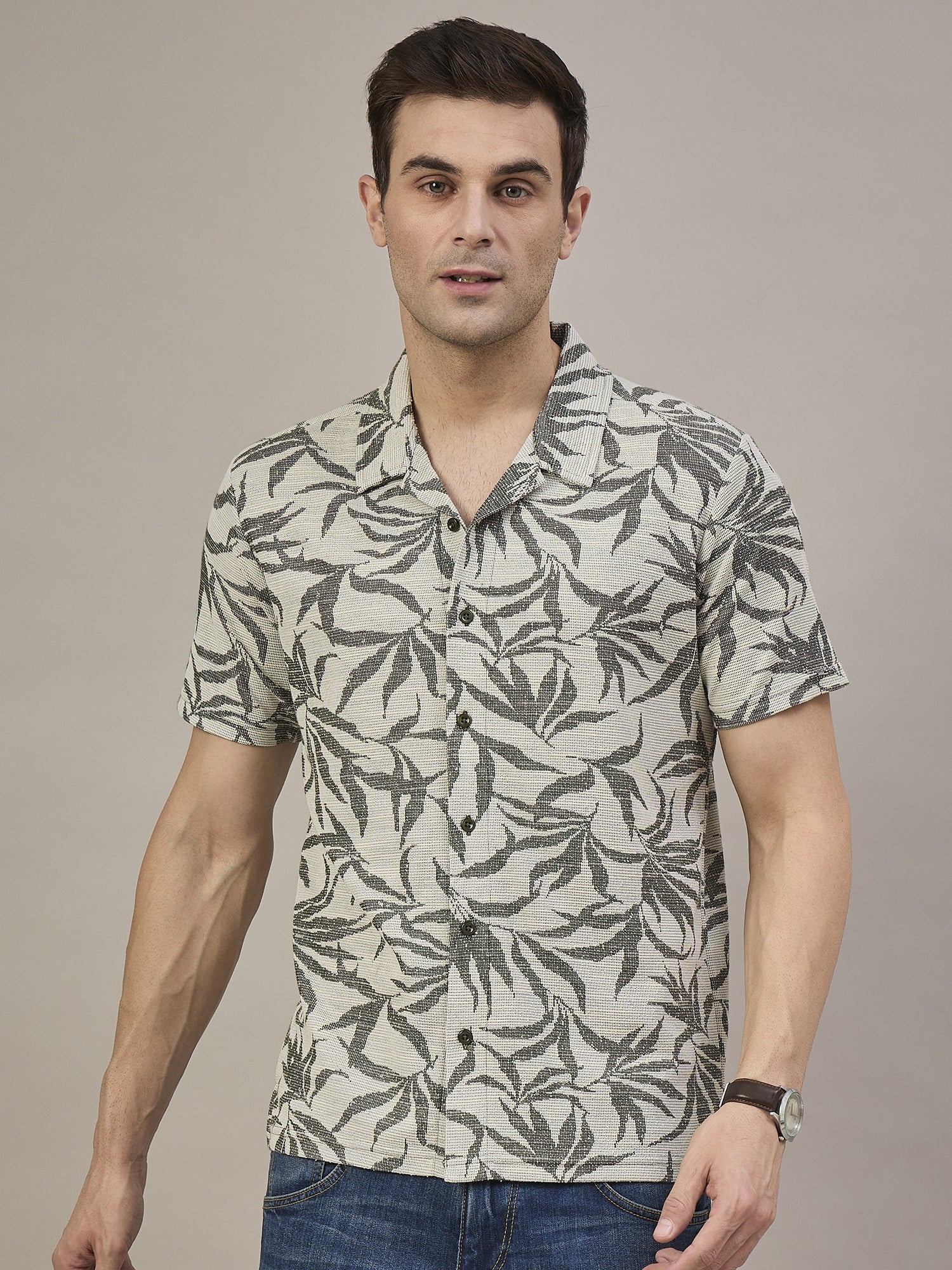 Men Striped Shirt  Dark Grey