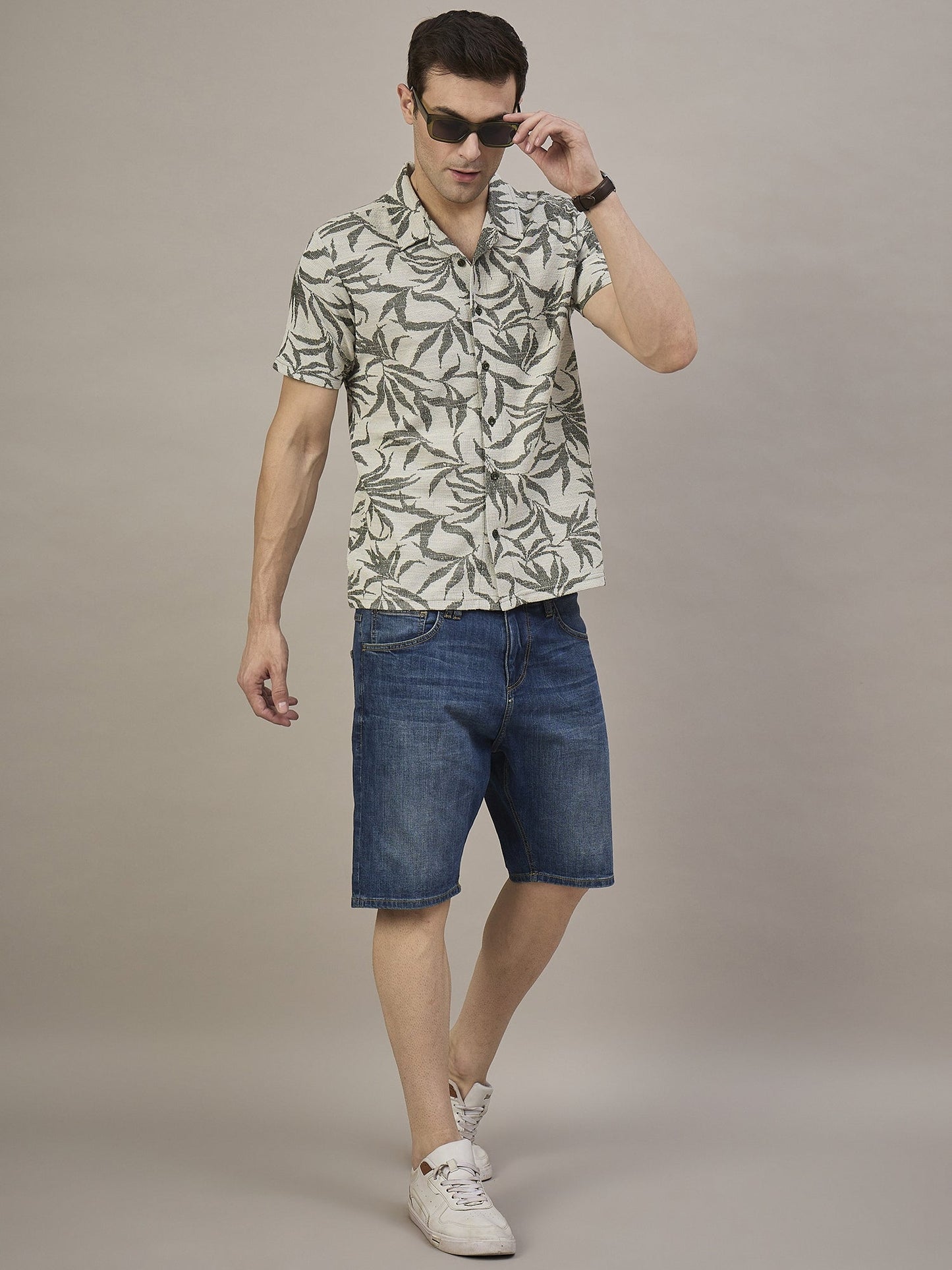 Men Striped Shirt Grey