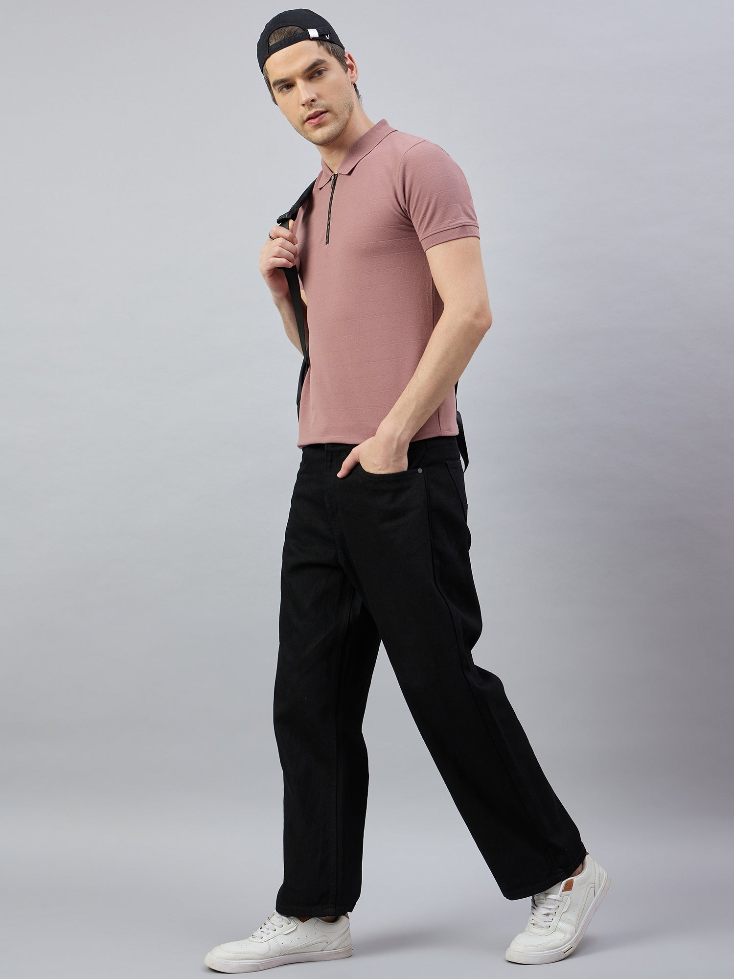 Men's Mauve Cotton Polo T-Shirts - Reprise