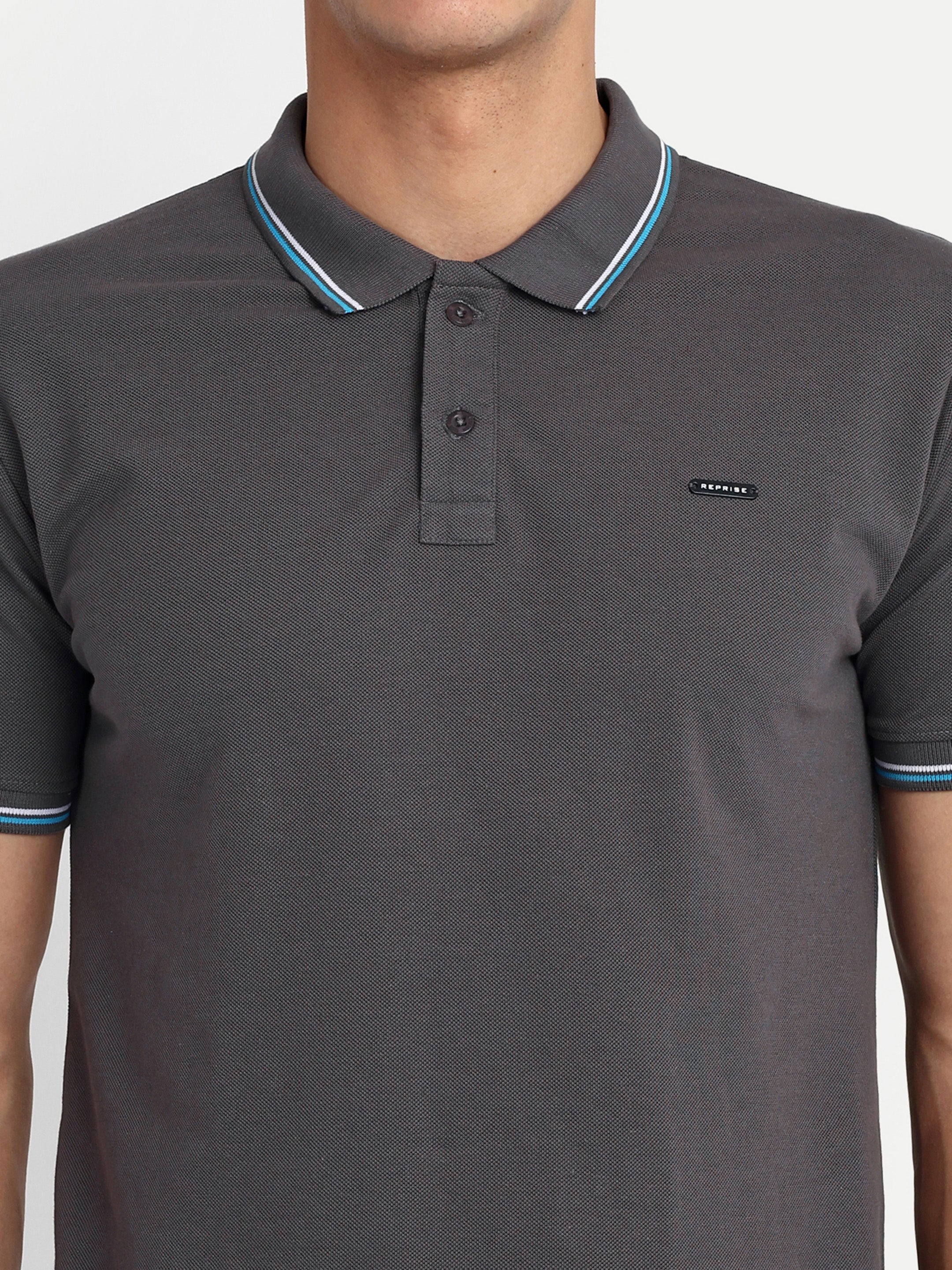 Dark Grey Solid Polo Shirt - Reprise