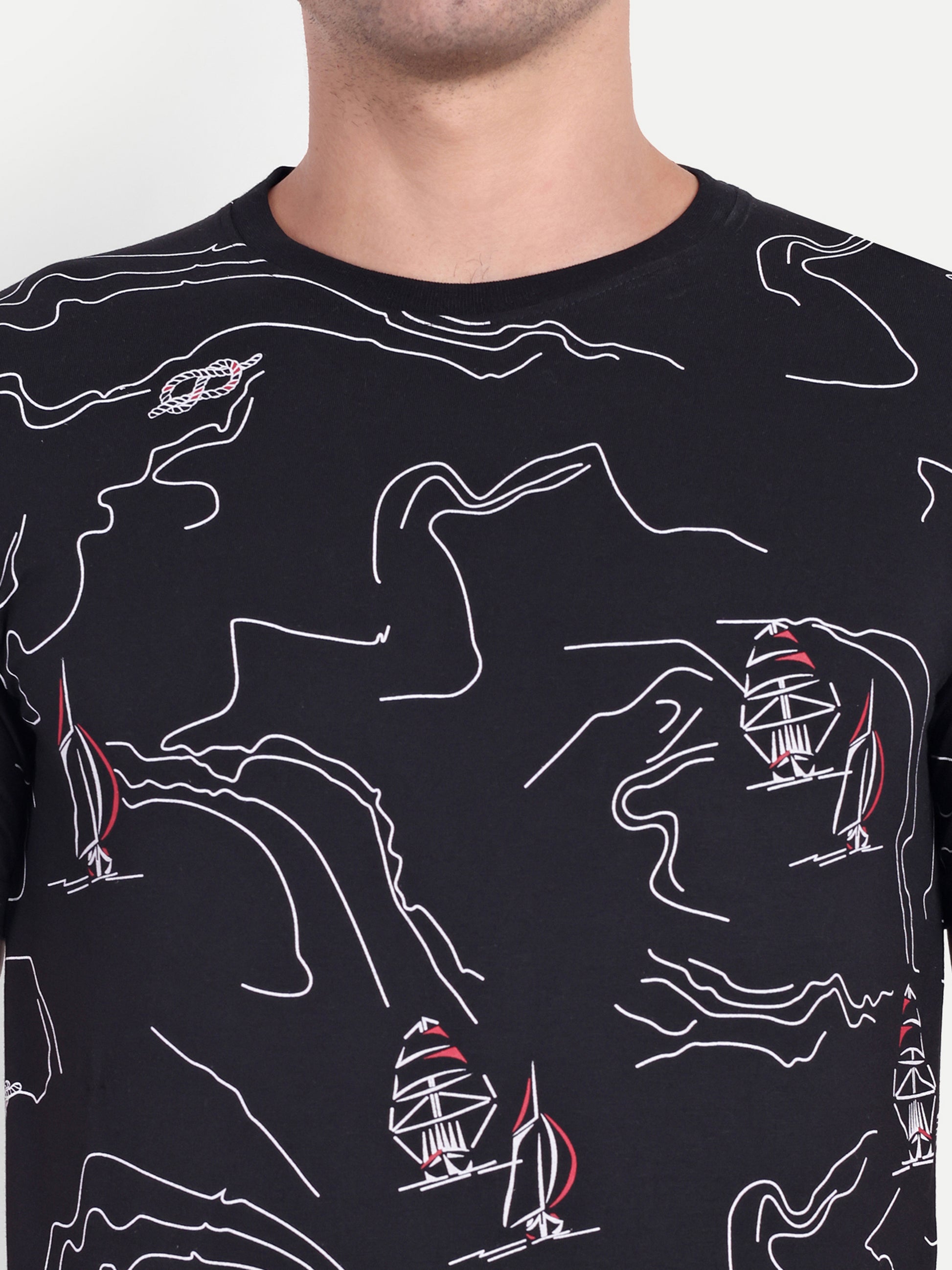 Black Mens Printed Oversized T-shirt - Reprise