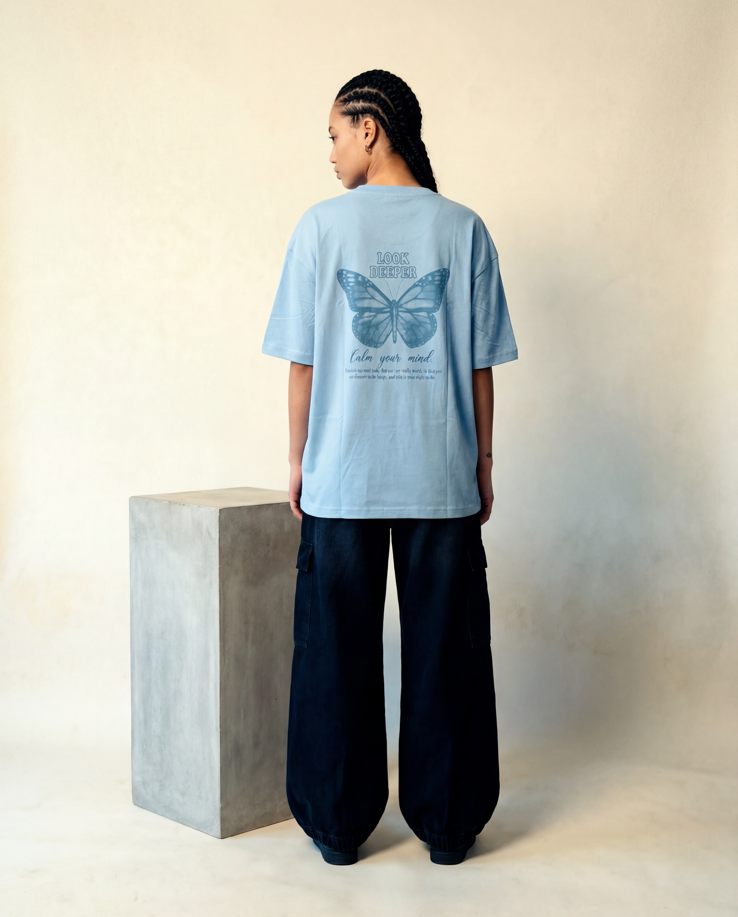 Women Oversized Round Neck Half Sleeves Tshirt Sky Blue - Reprise