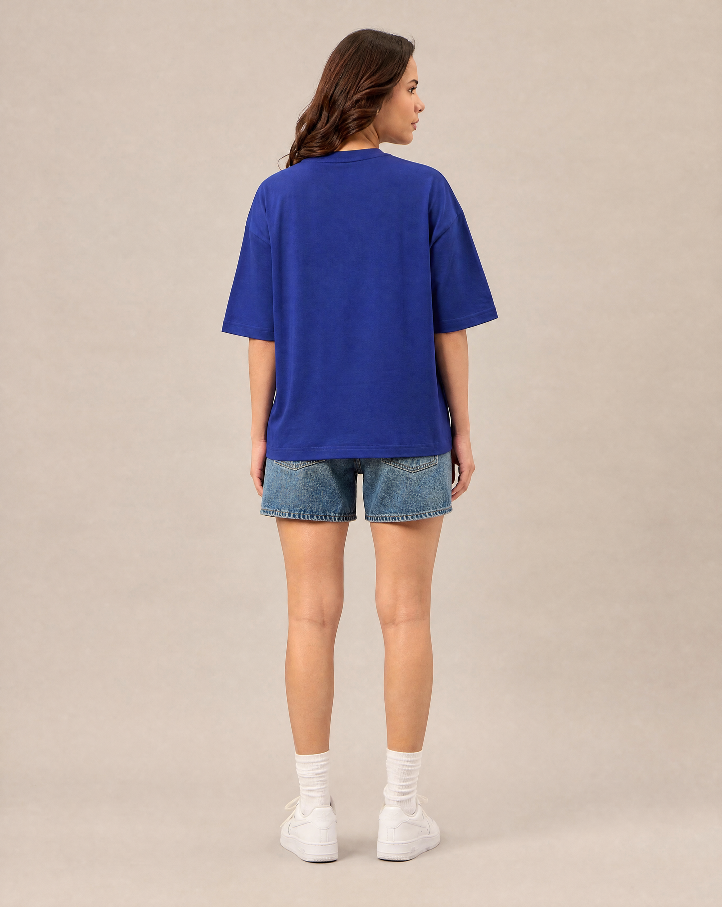 Women Oversize Round Neck T-shirt Royal Blue