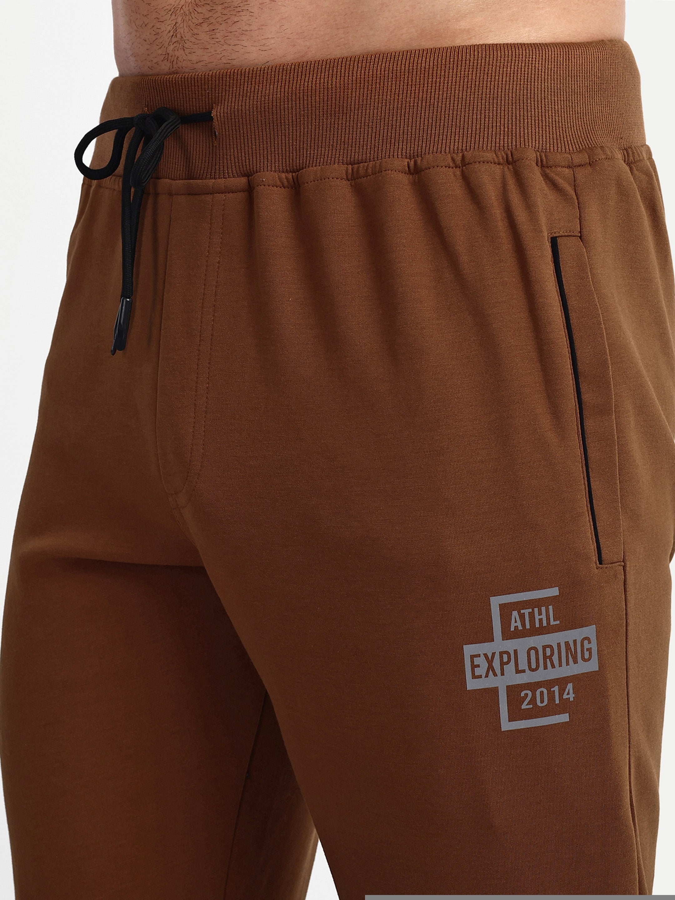 Men's Brown Cotton Casual Joggers - Reprise