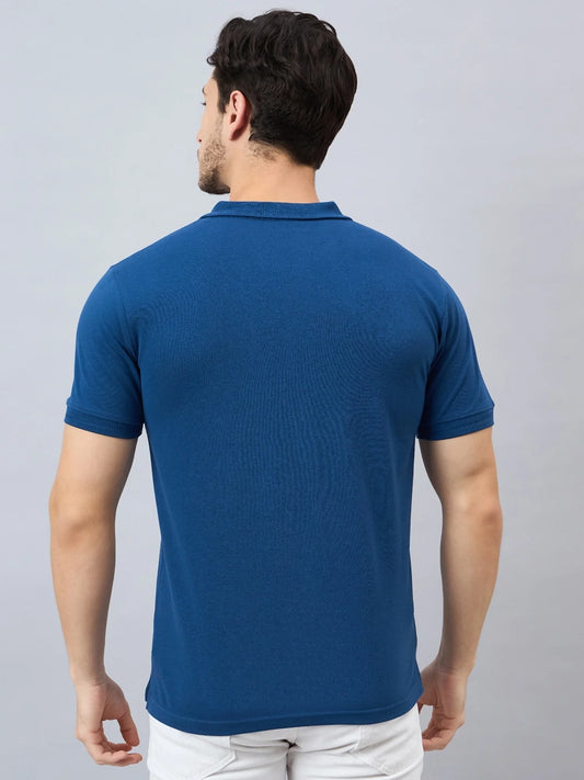Men Blue Cotton Polos T-Shirts - Reprise