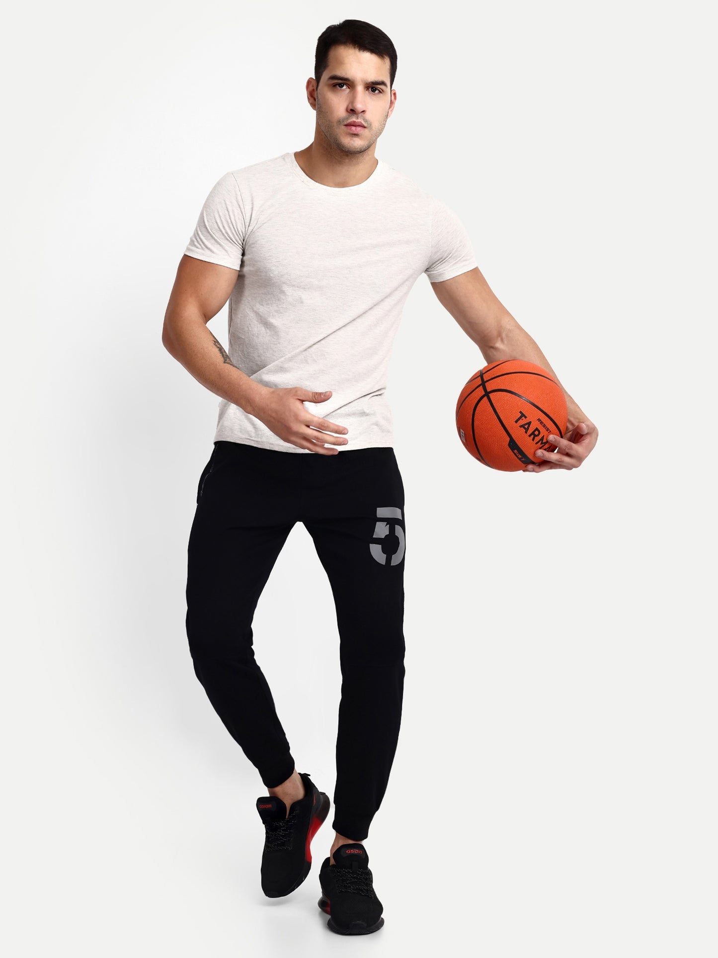Men's Black Cotton Casual Joggers - Reprise