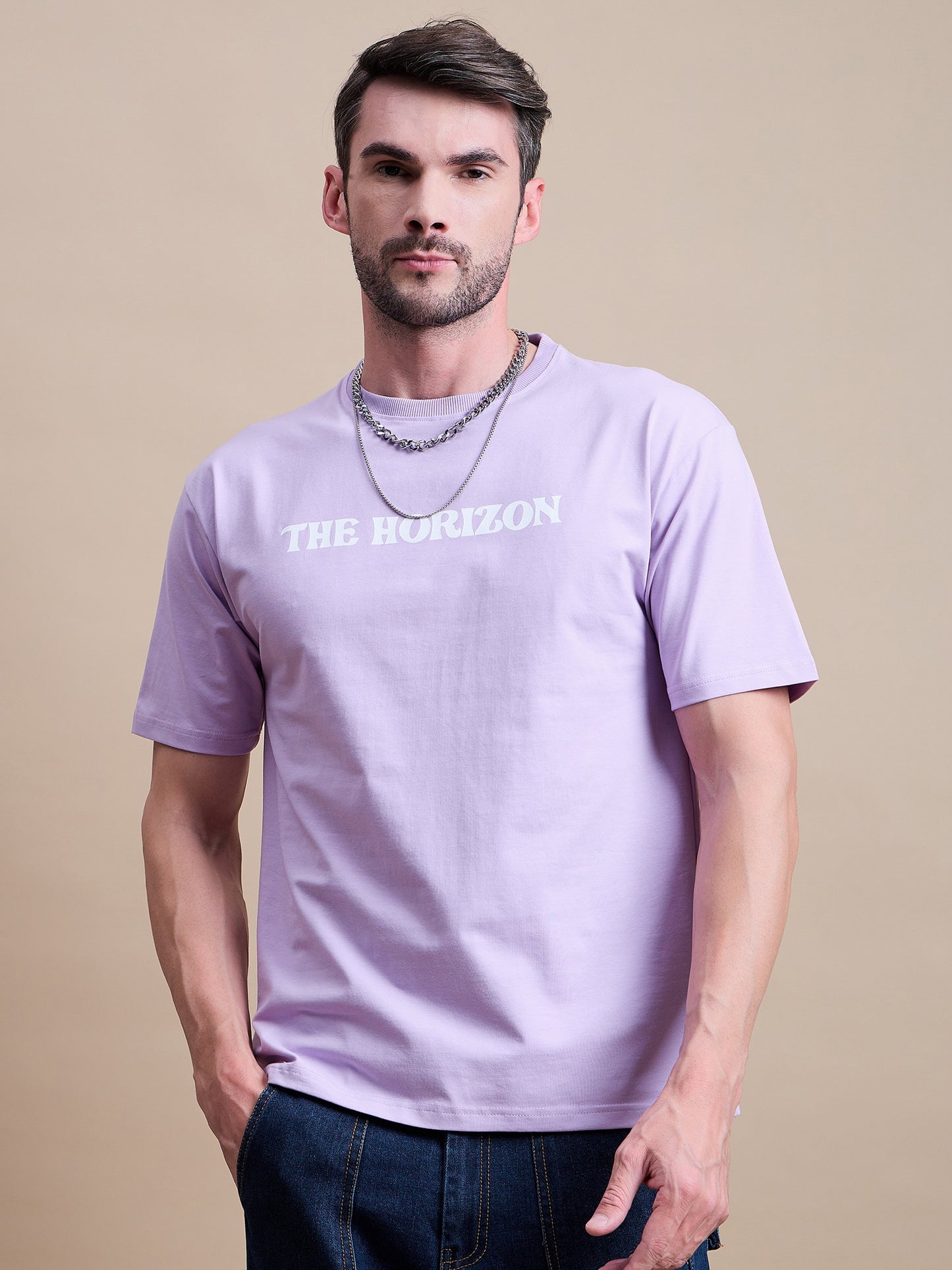 Men's Purple Cotton Oversized T-Shirt - Reprise