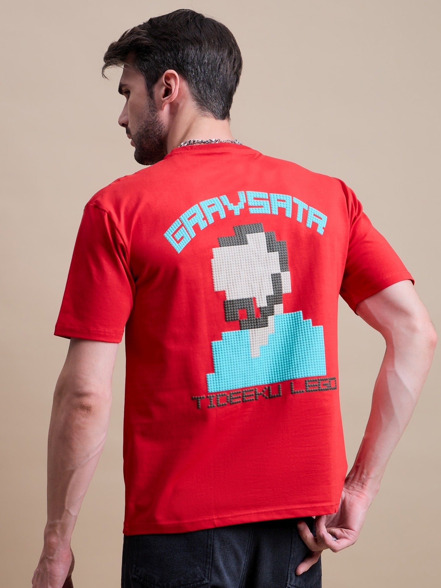 Men's Red Cotton Oversized T-Shirt - Reprise