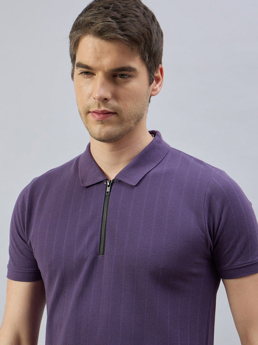 Men Purple Cotton Polo T-Shirts - Reprise