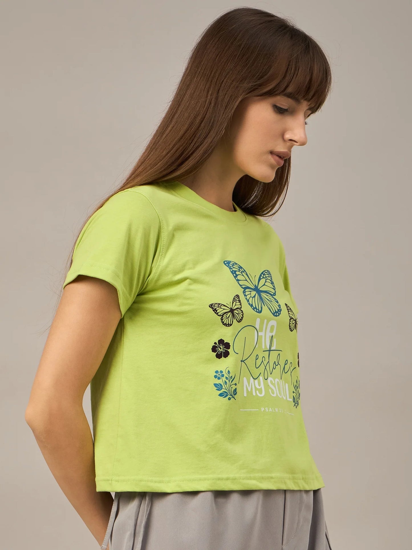Women Printed Regular Fit T-shirt Green
