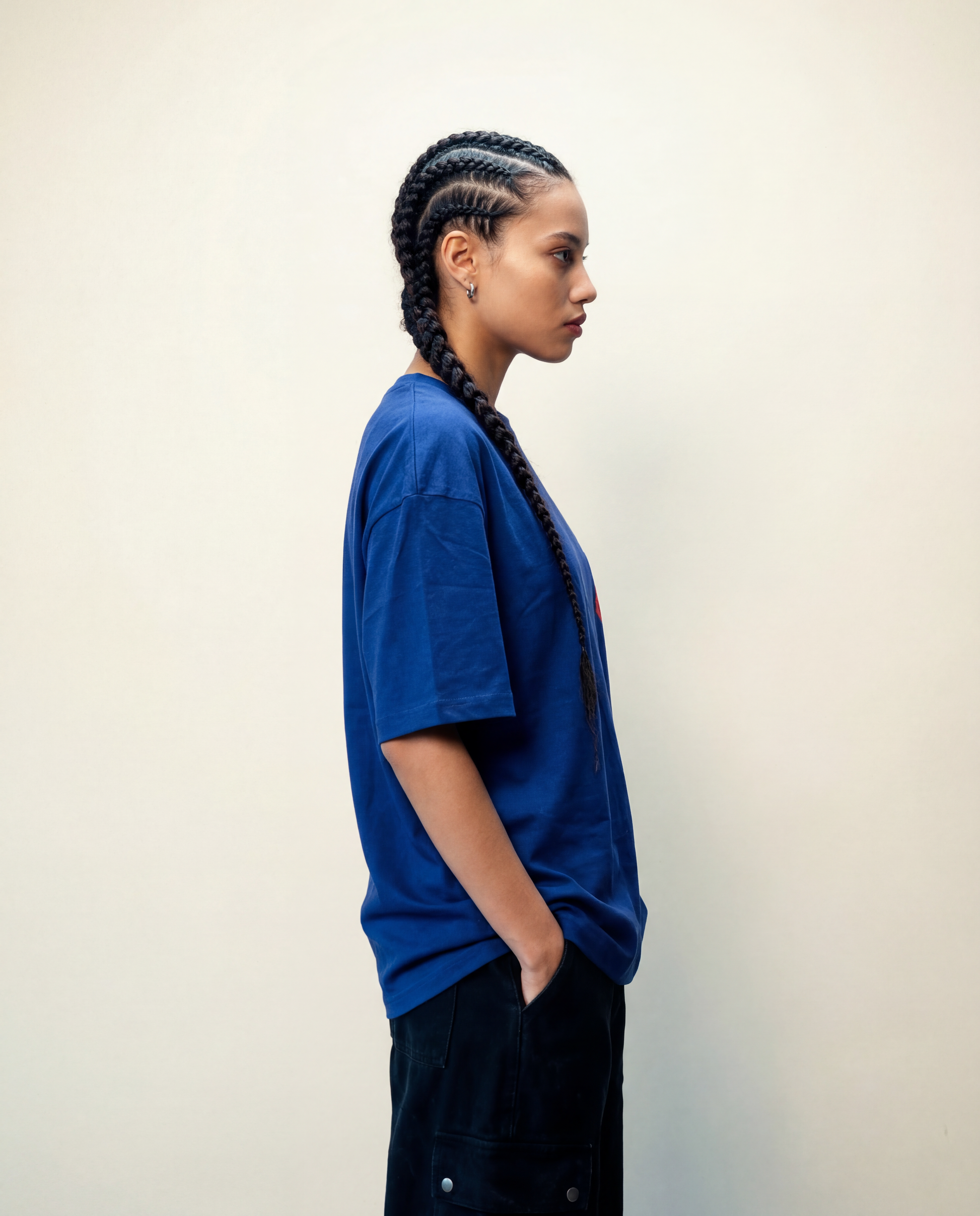 Women Oversized Round Neck Half Sleeves Tshirt Blue - Reprise
