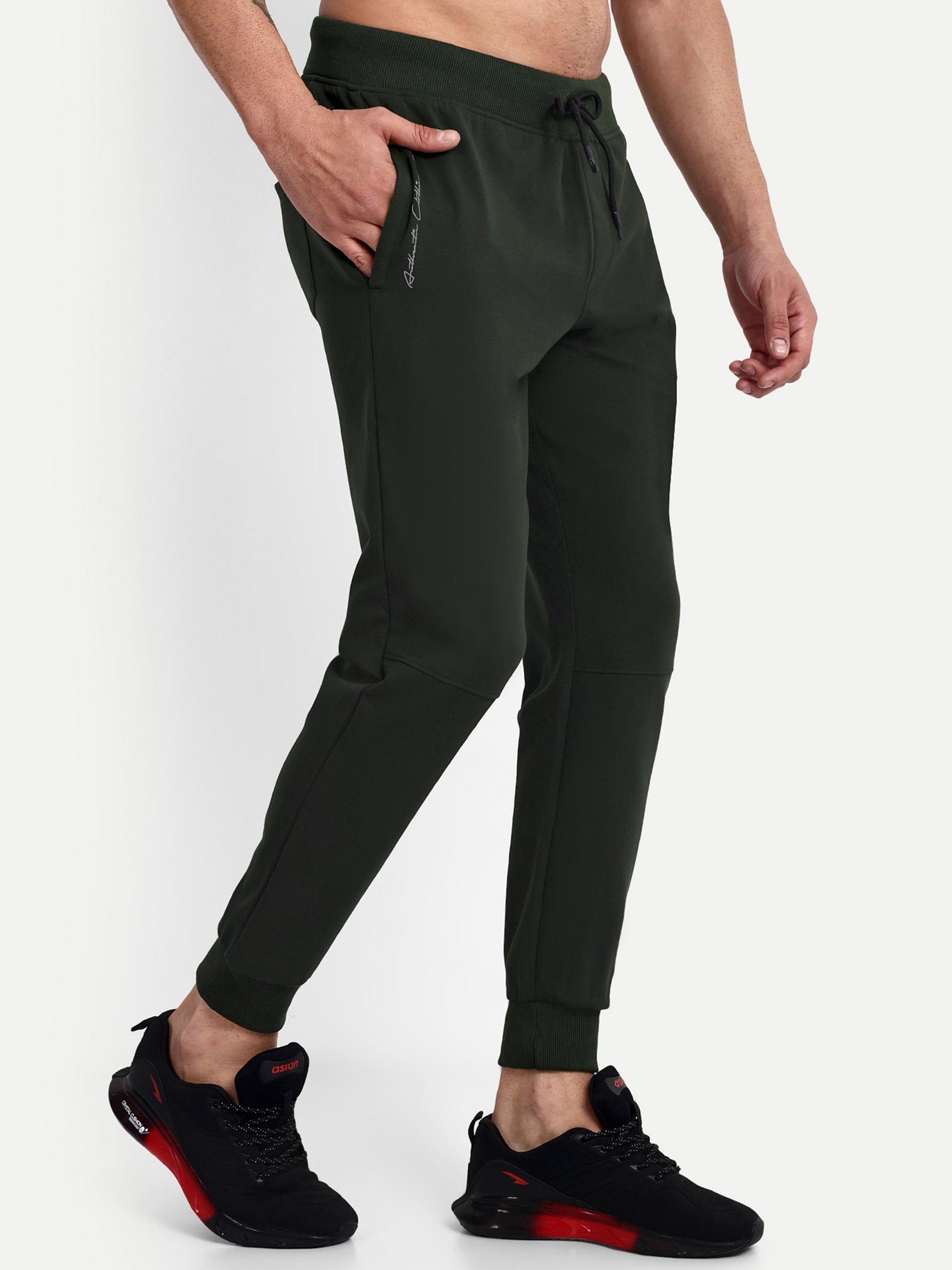 Men's Green Cotton Casual Joggers - Reprise