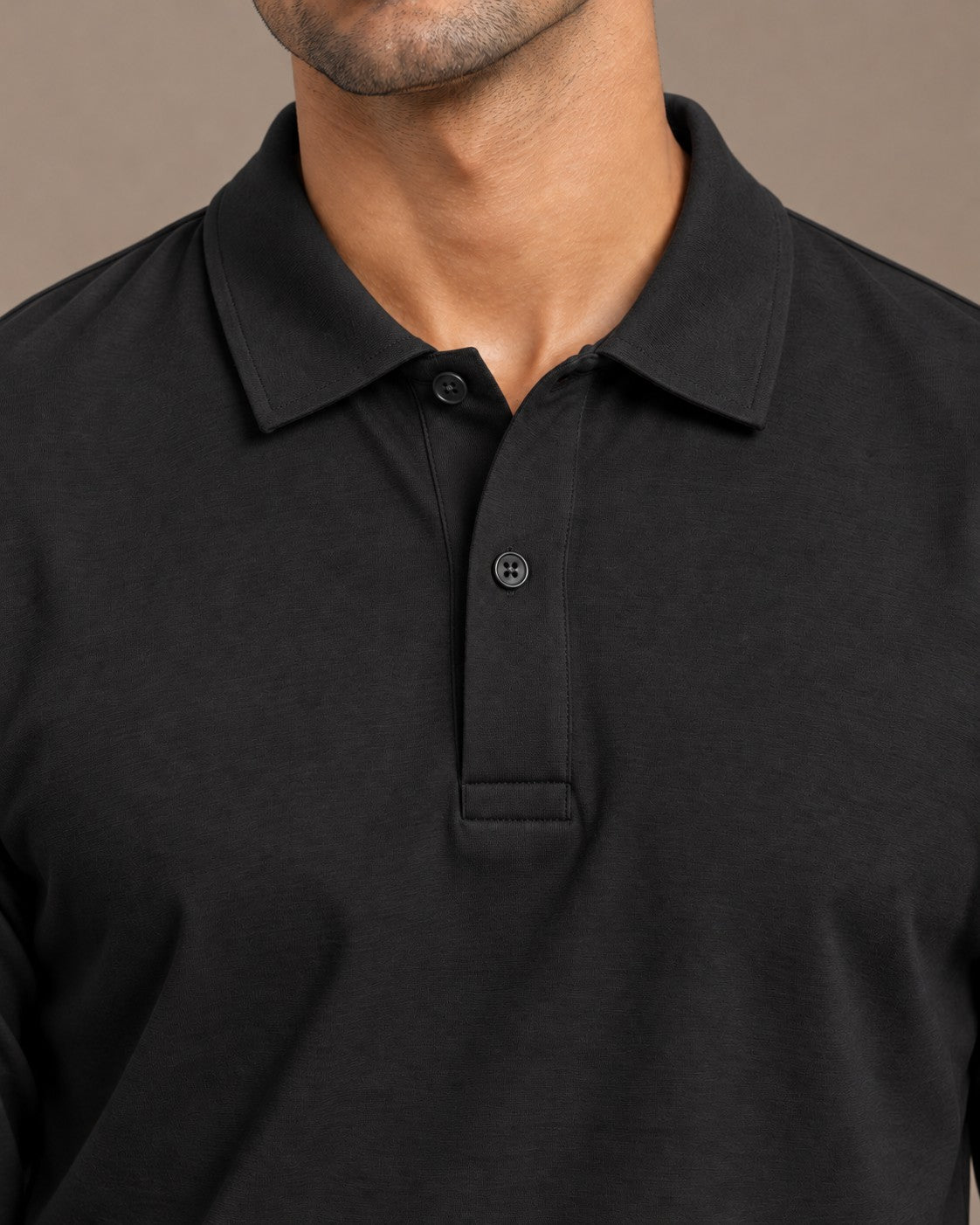 Black Full Sleeves Polo Shirt