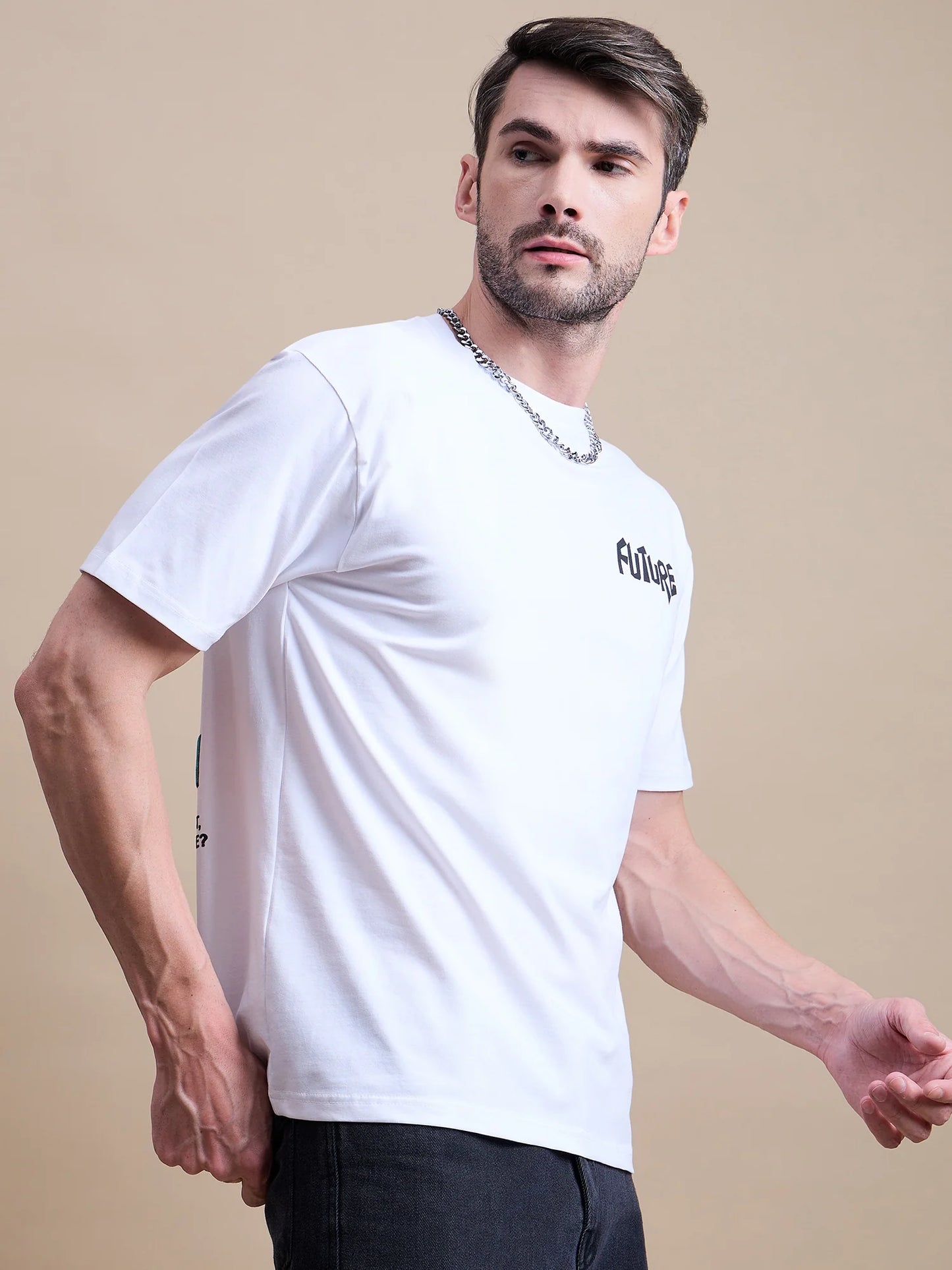 Men's White Cotton Oversized T-Shirt