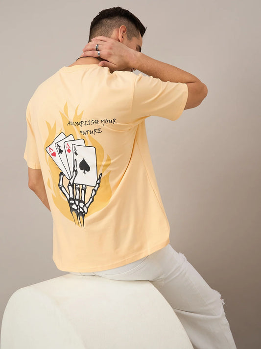 Men Printed Oversized T-shirt Yellow