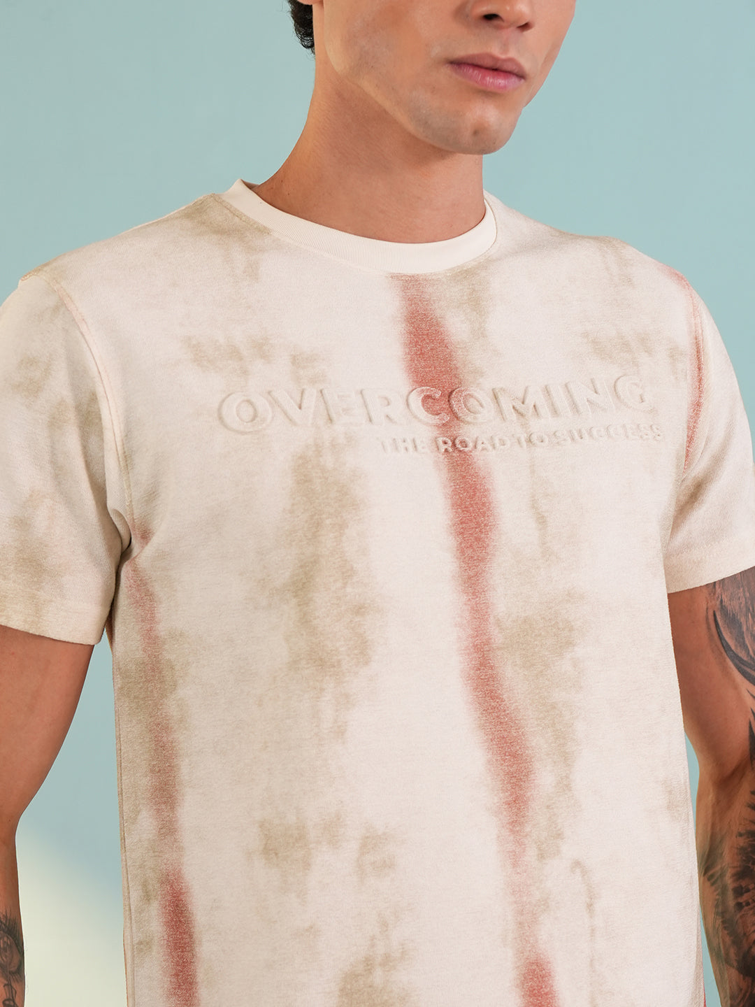 Men Printed Round Neck T-shirt Cream - Reprise