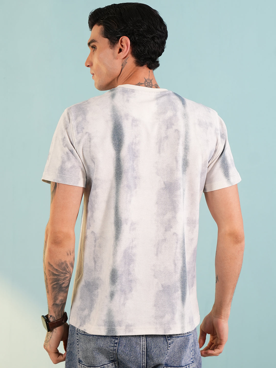 Men Printed Round Neck T-shirt Light Blue - Reprise
