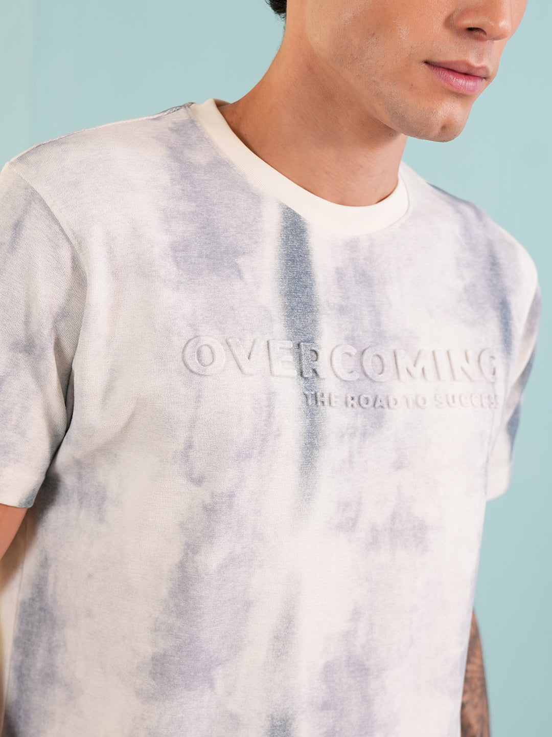 Men Printed Round Neck T-shirt Light Blue - Reprise