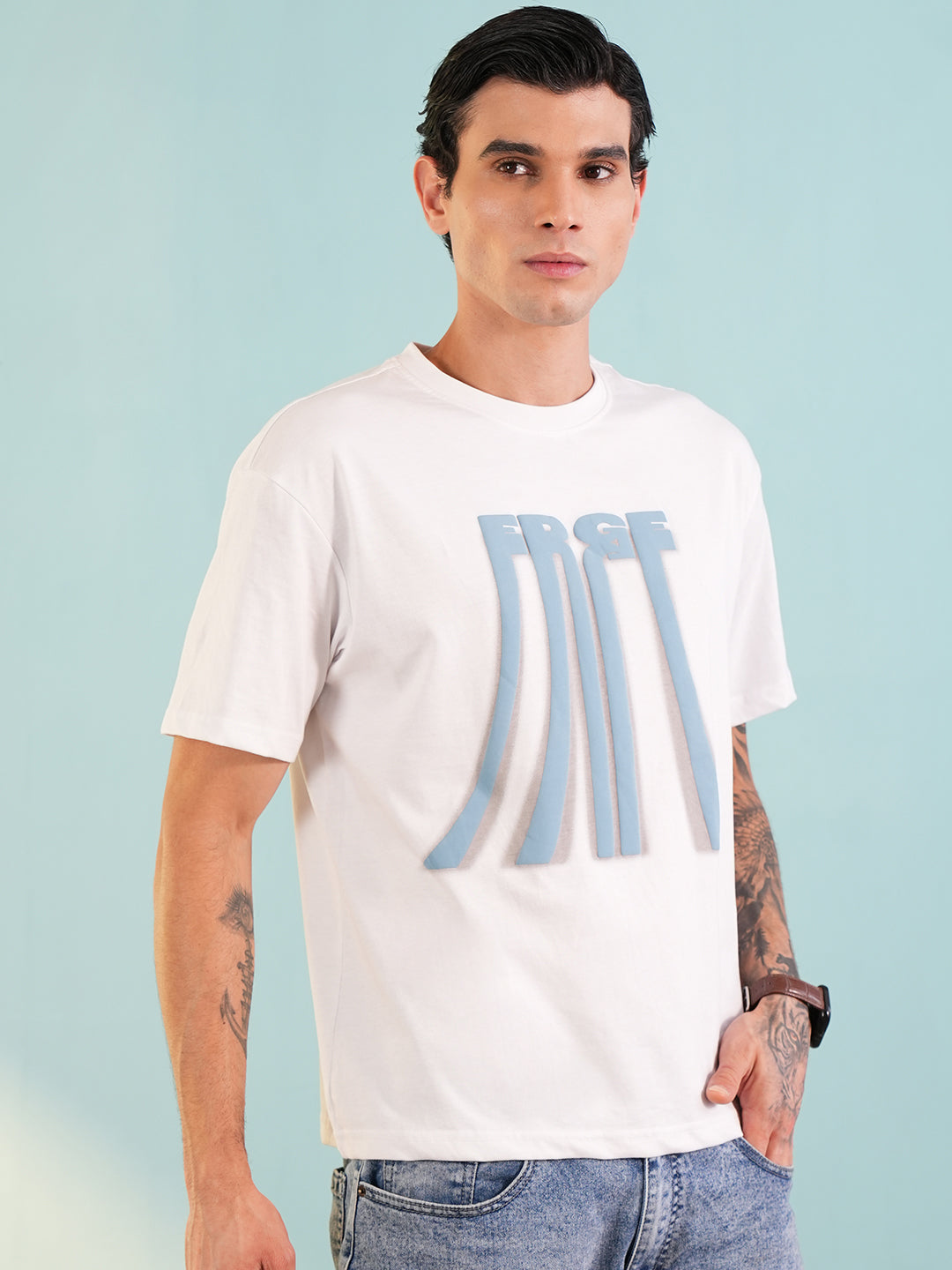 Men Printed Round Neck T-shirt White - Reprise