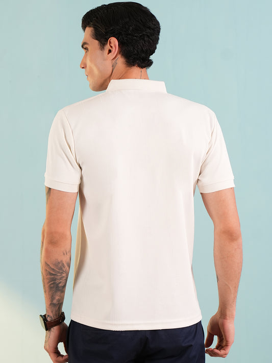 Men Textured White Polo T-Shirt - Reprise
