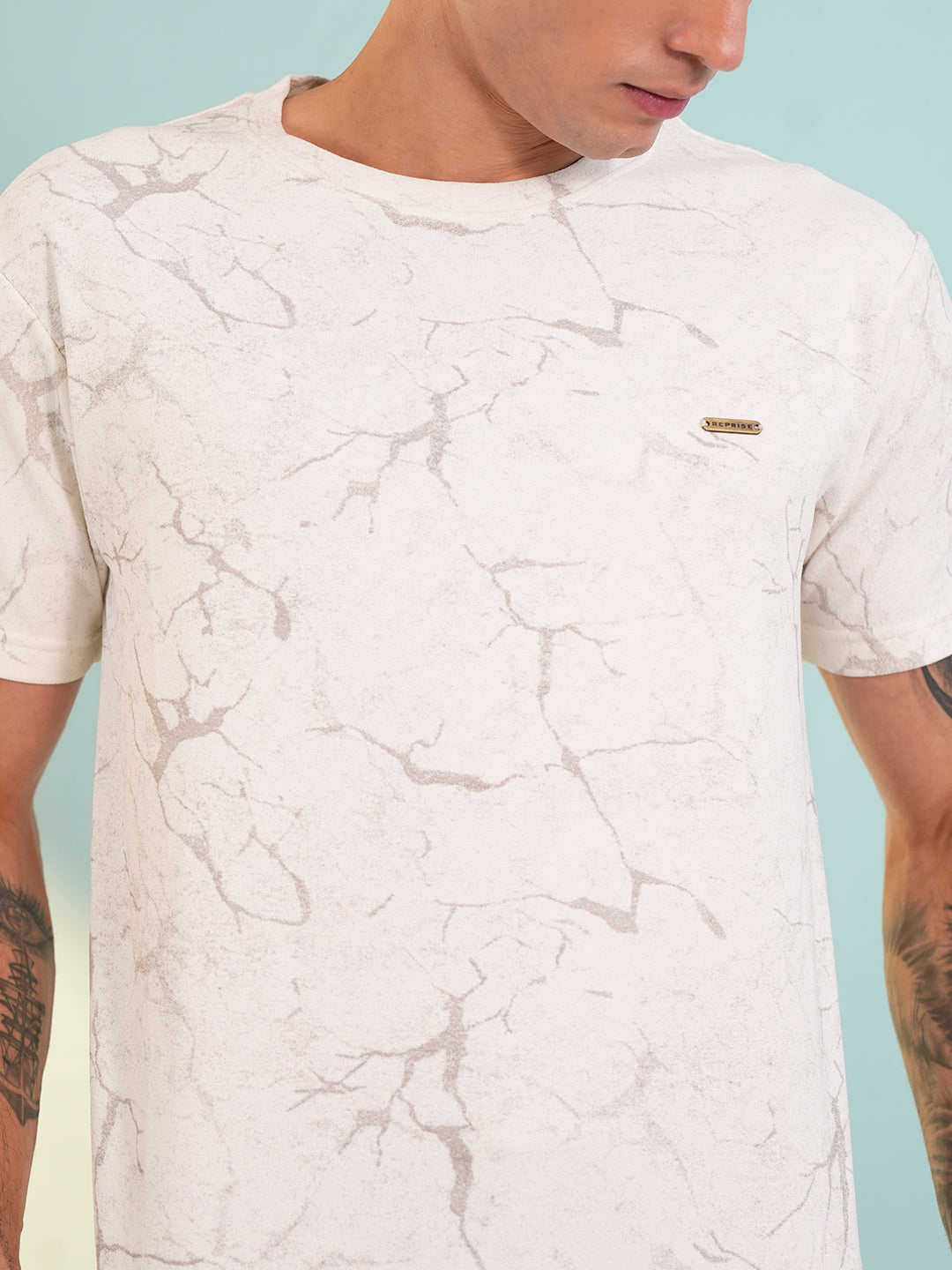 Men Printed Round Neck T-shirt White - Reprise