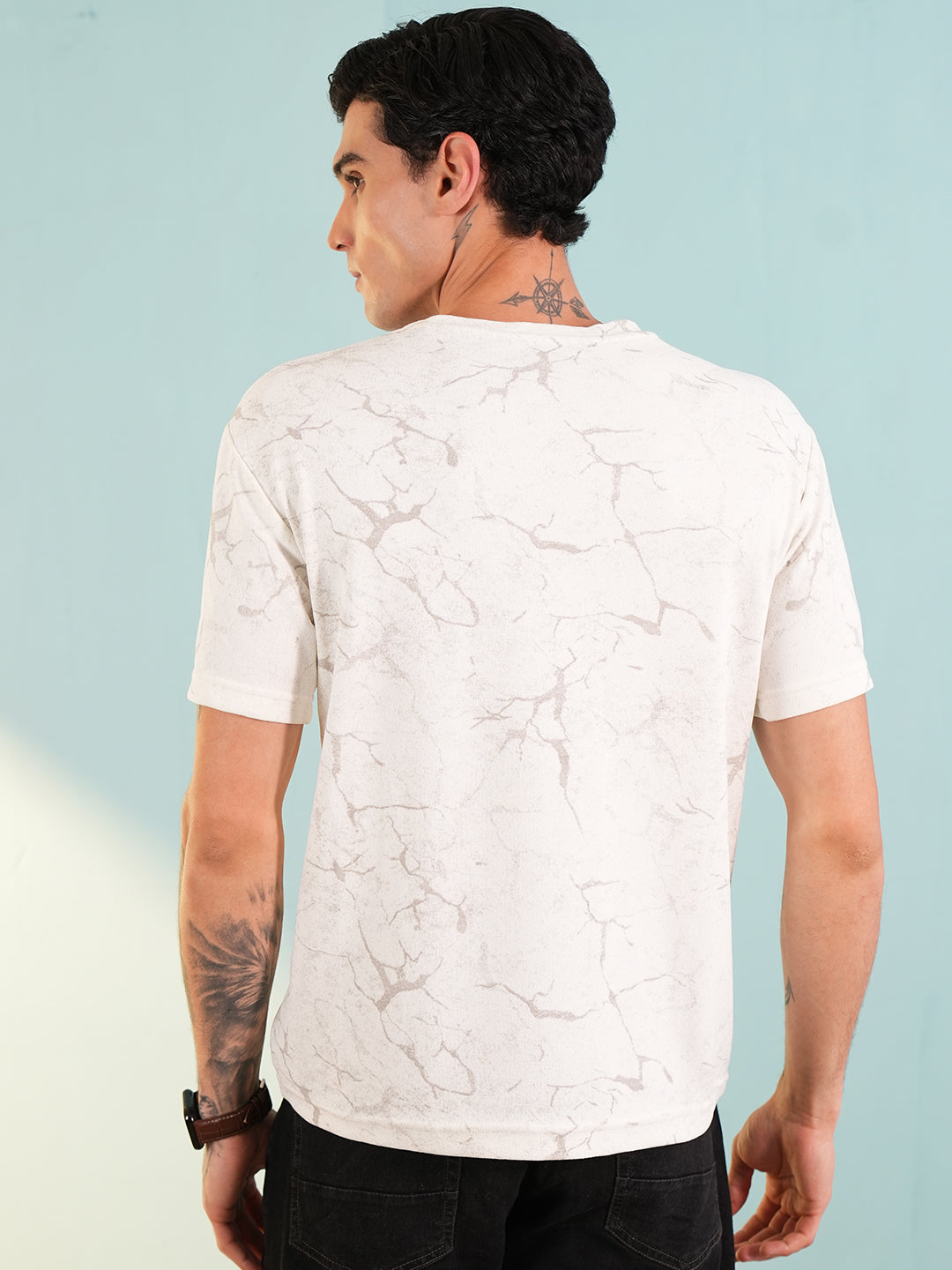 Men Printed Round Neck T-shirt White - Reprise