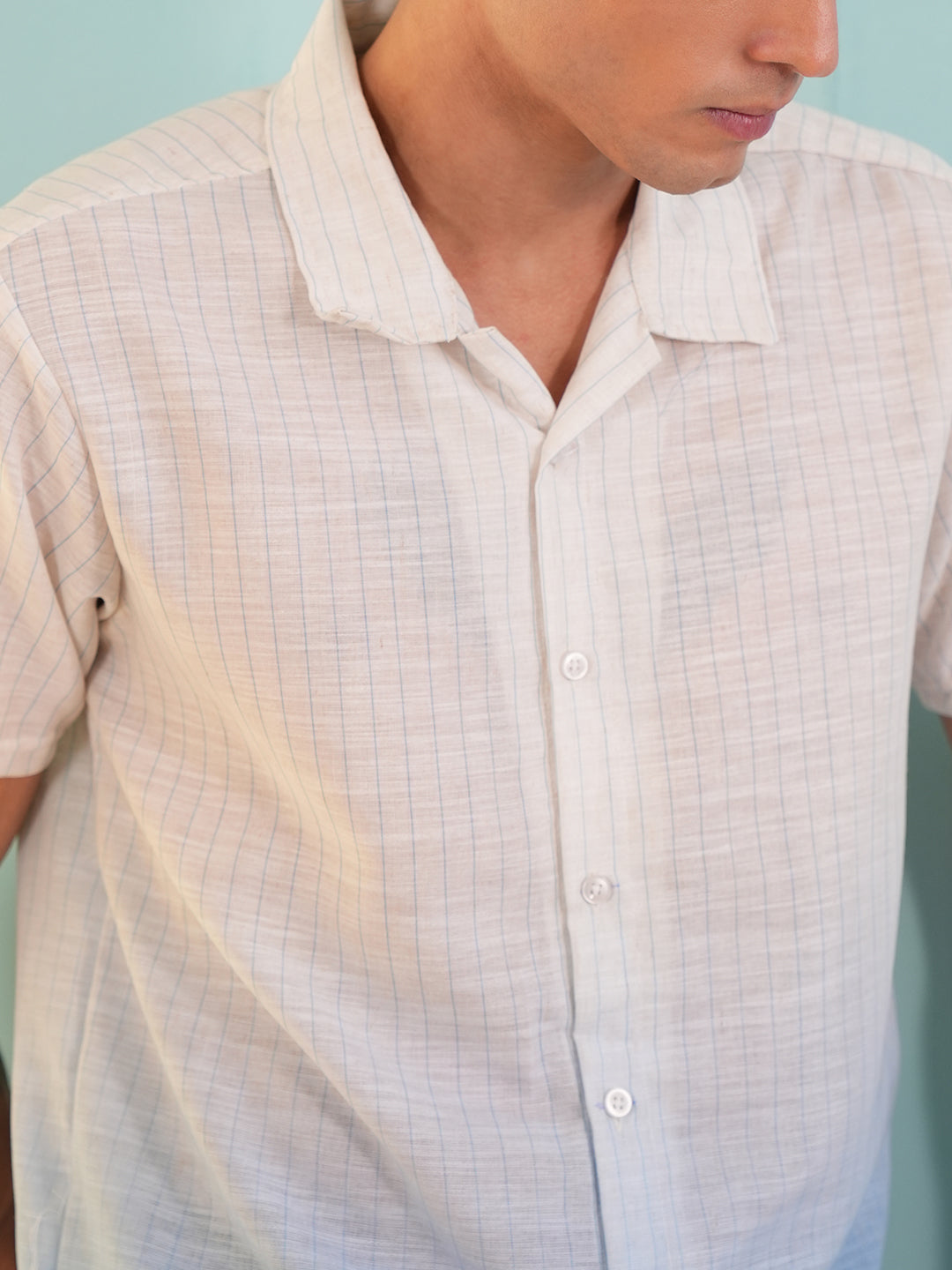 Men Regular Fit Spread Collar Shirt Sky Blue - Reprise