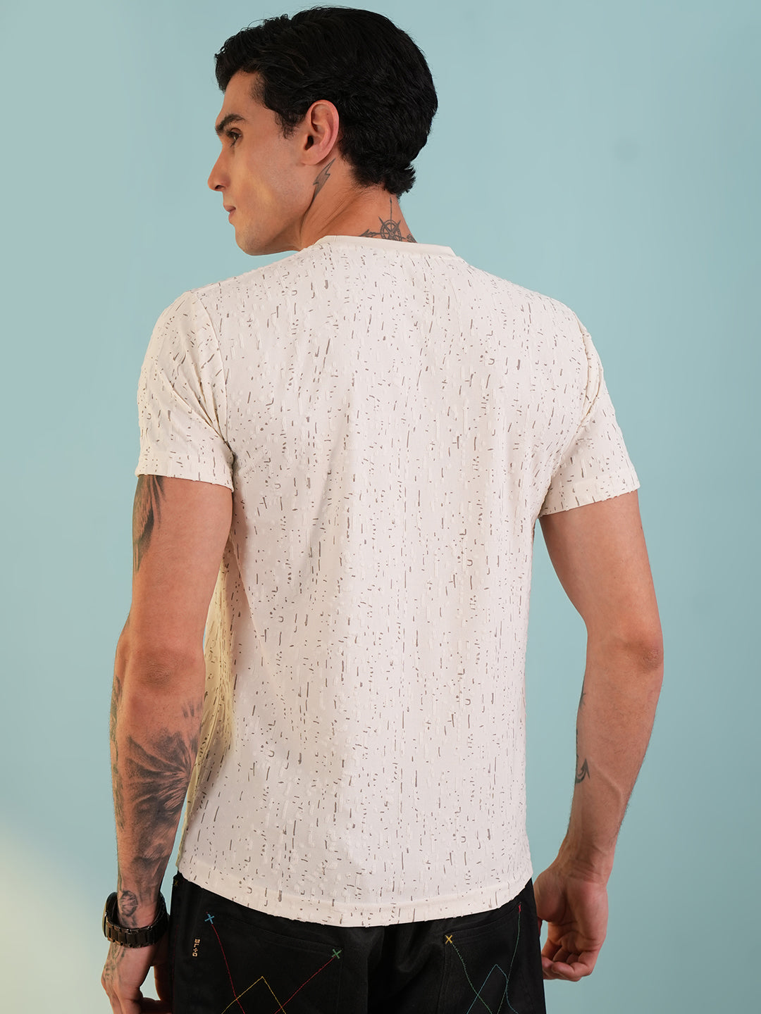 Men Printed Round Neck T-shirt White - Reprise