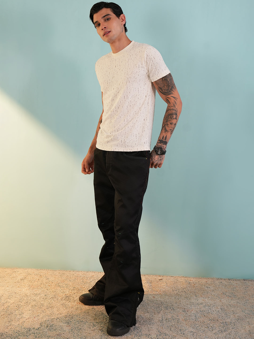Men Printed Round Neck T-shirt White - Reprise
