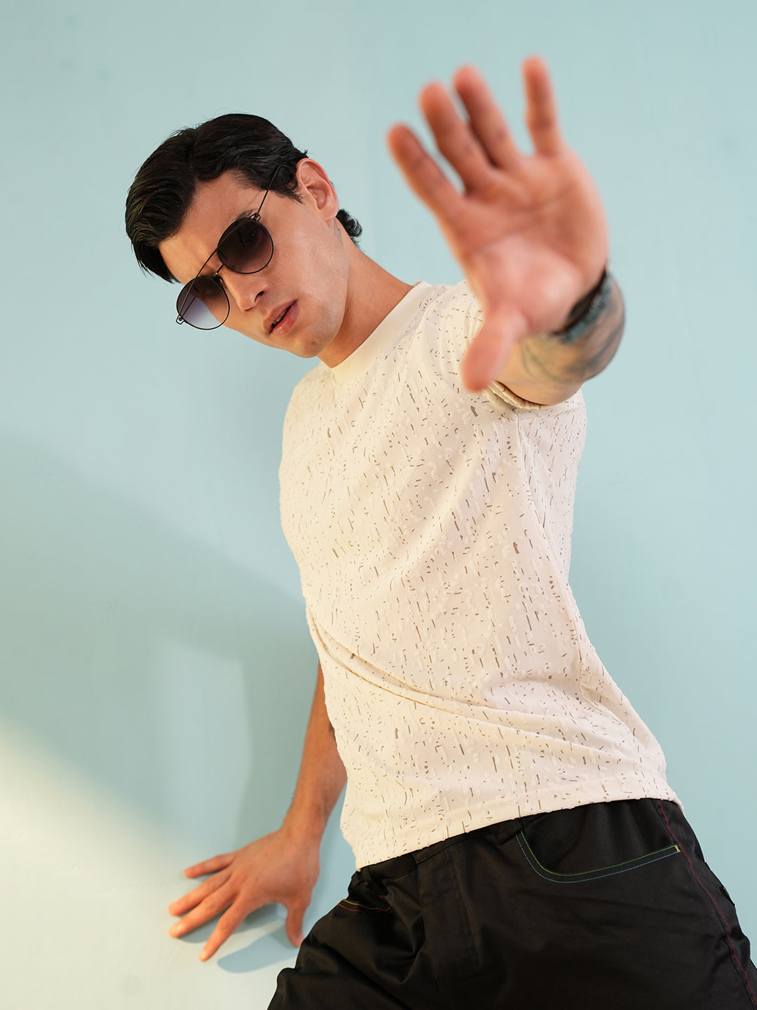 Men Printed Round Neck T-shirt White - Reprise
