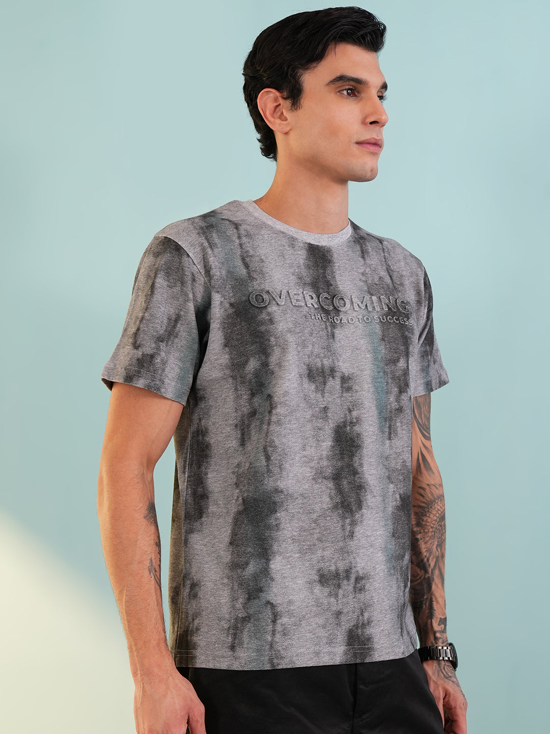 Men Printed Round Neck T-shirt Grey - Reprise