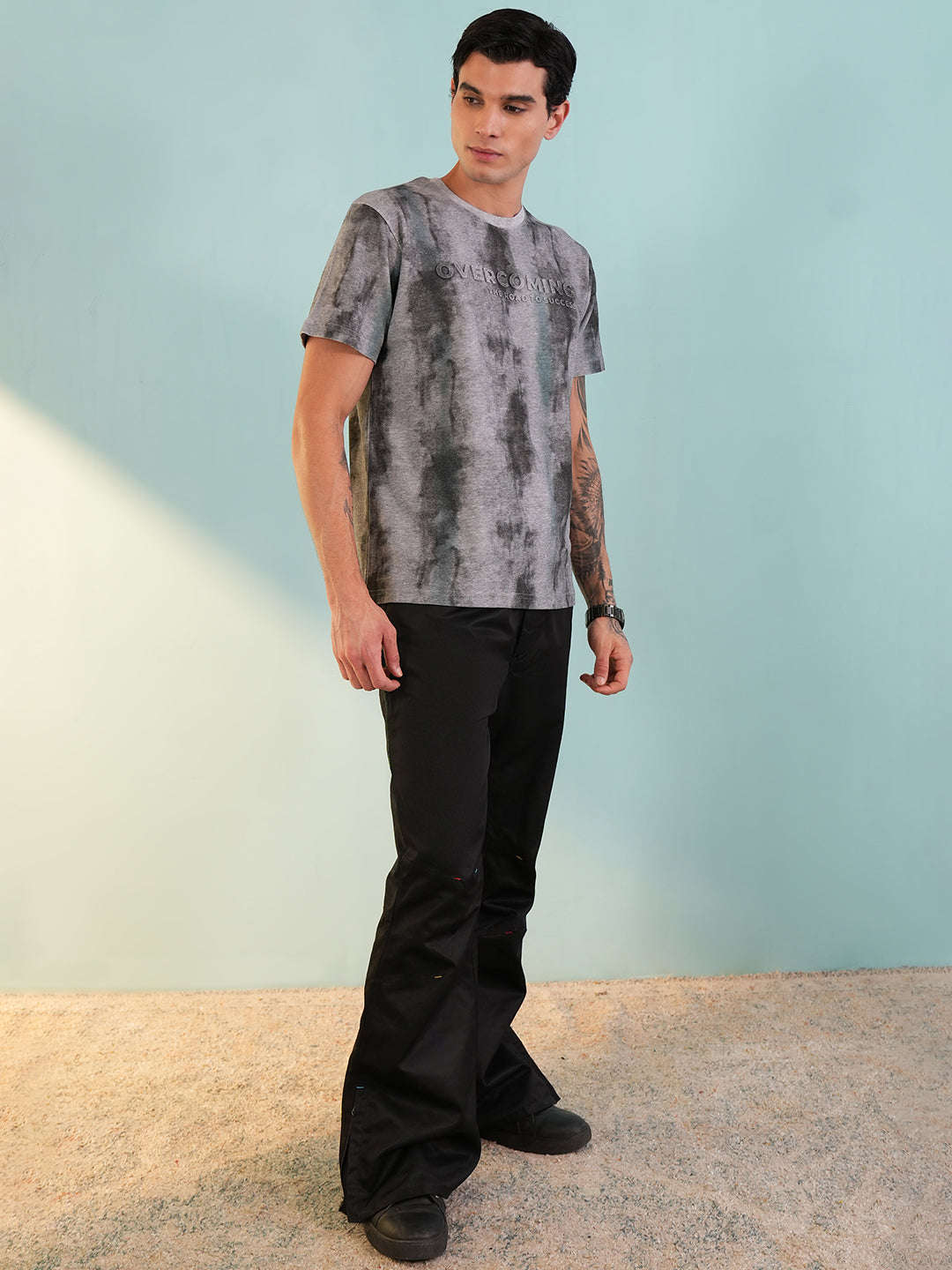 Men Printed Round Neck T-shirt Grey - Reprise