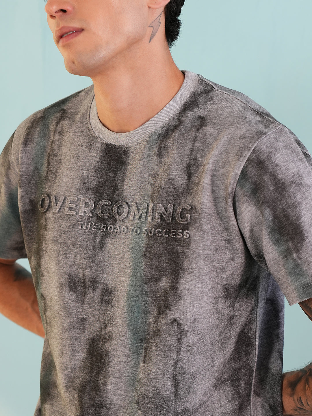 Men Printed Round Neck T-shirt Grey - Reprise