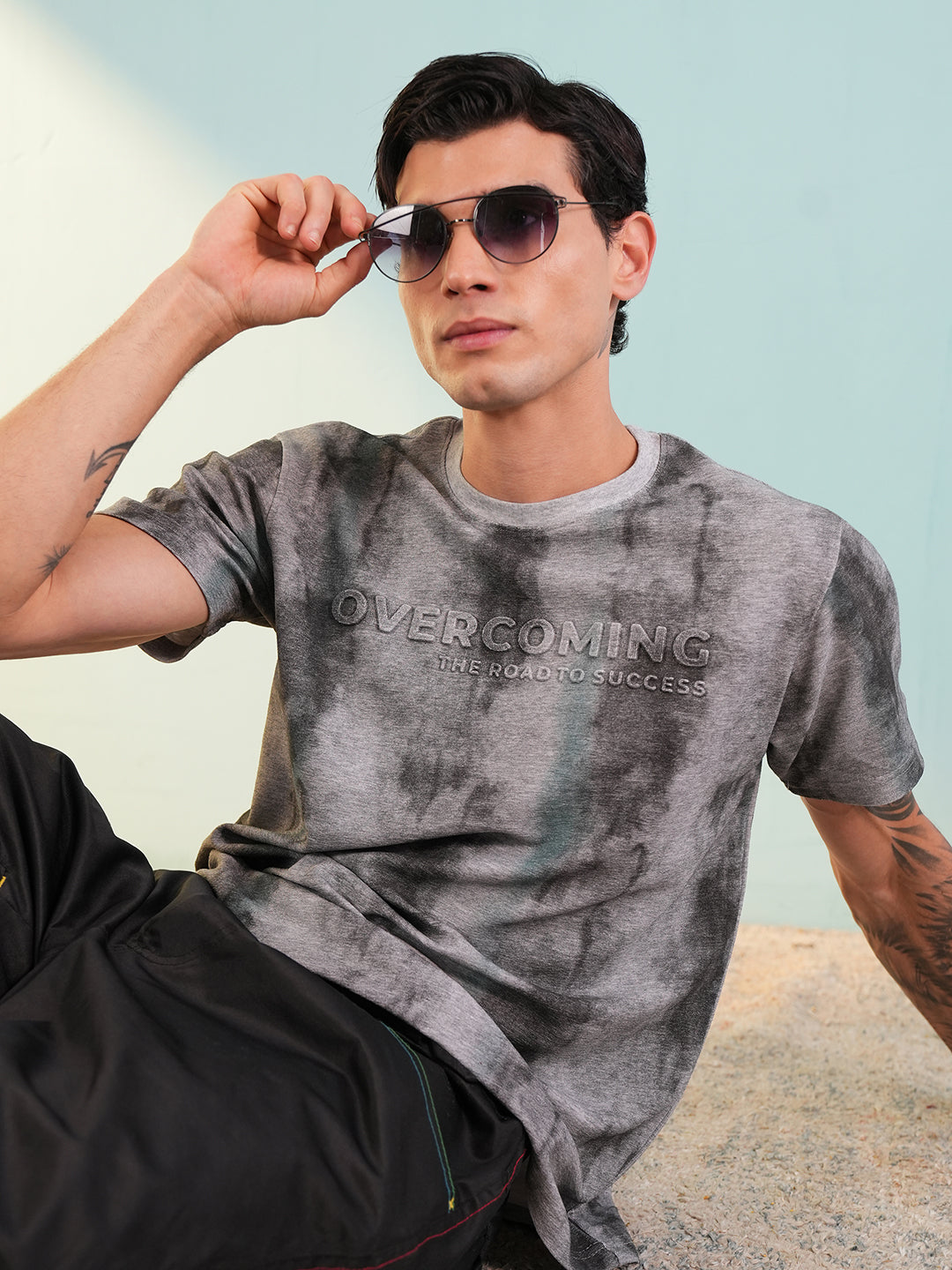 Men Printed Round Neck T-shirt Grey - Reprise
