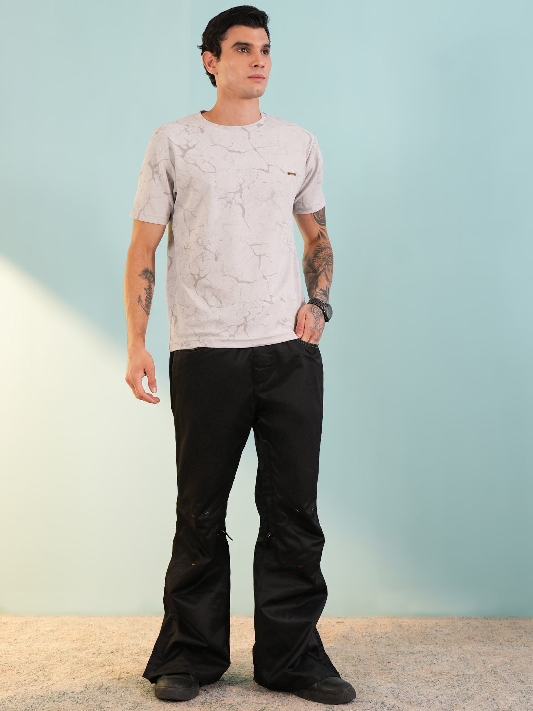 Men Printed Round Neck T-shirt Grey - Reprise