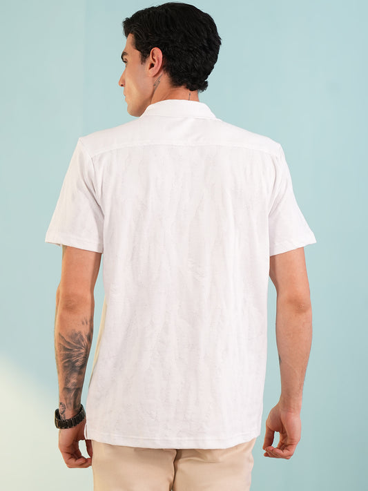 Men Regular Fit Spread Collar Shirt White - Reprise