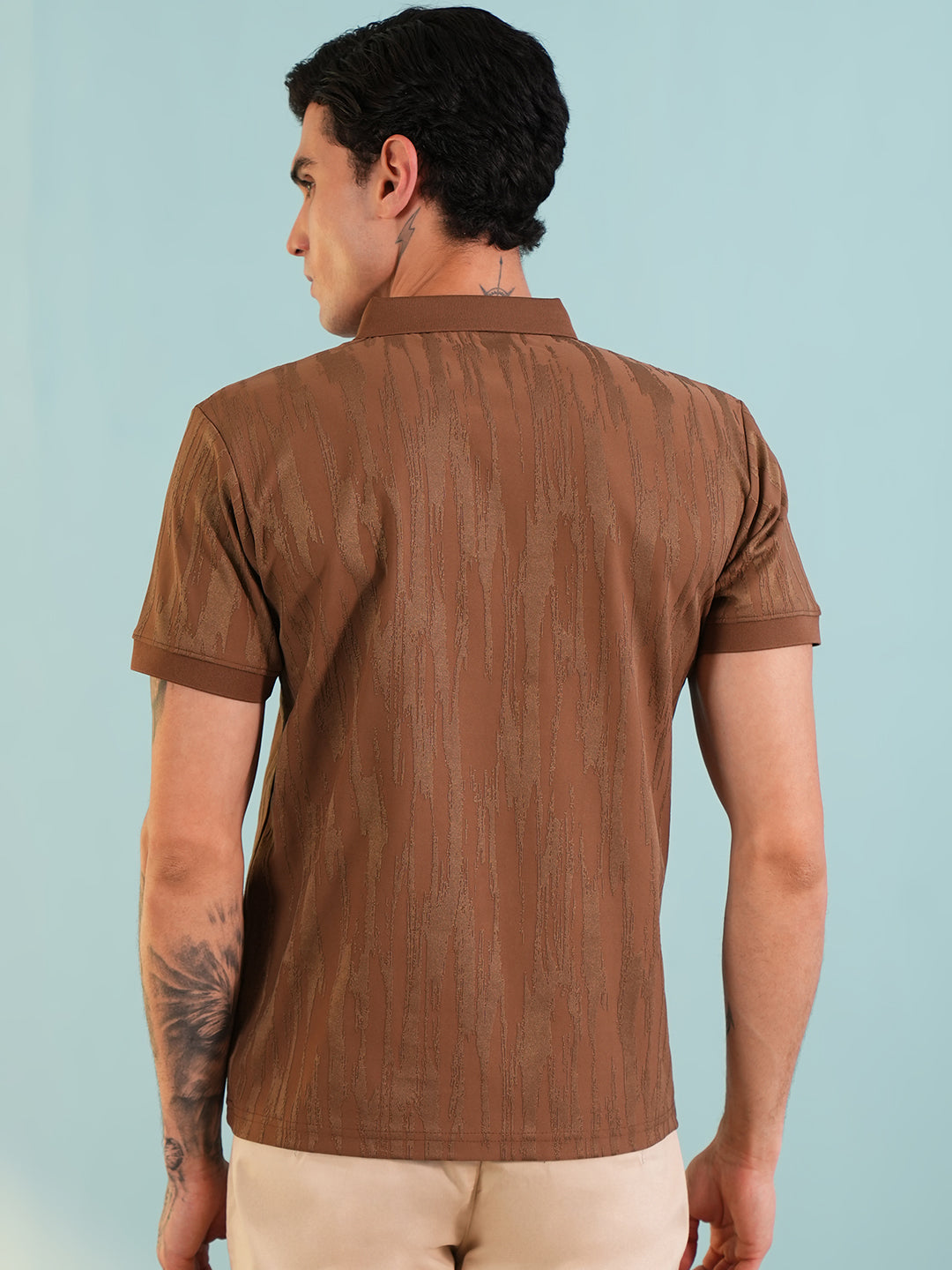 Men Textured Rust Polo T-Shirt - Reprise