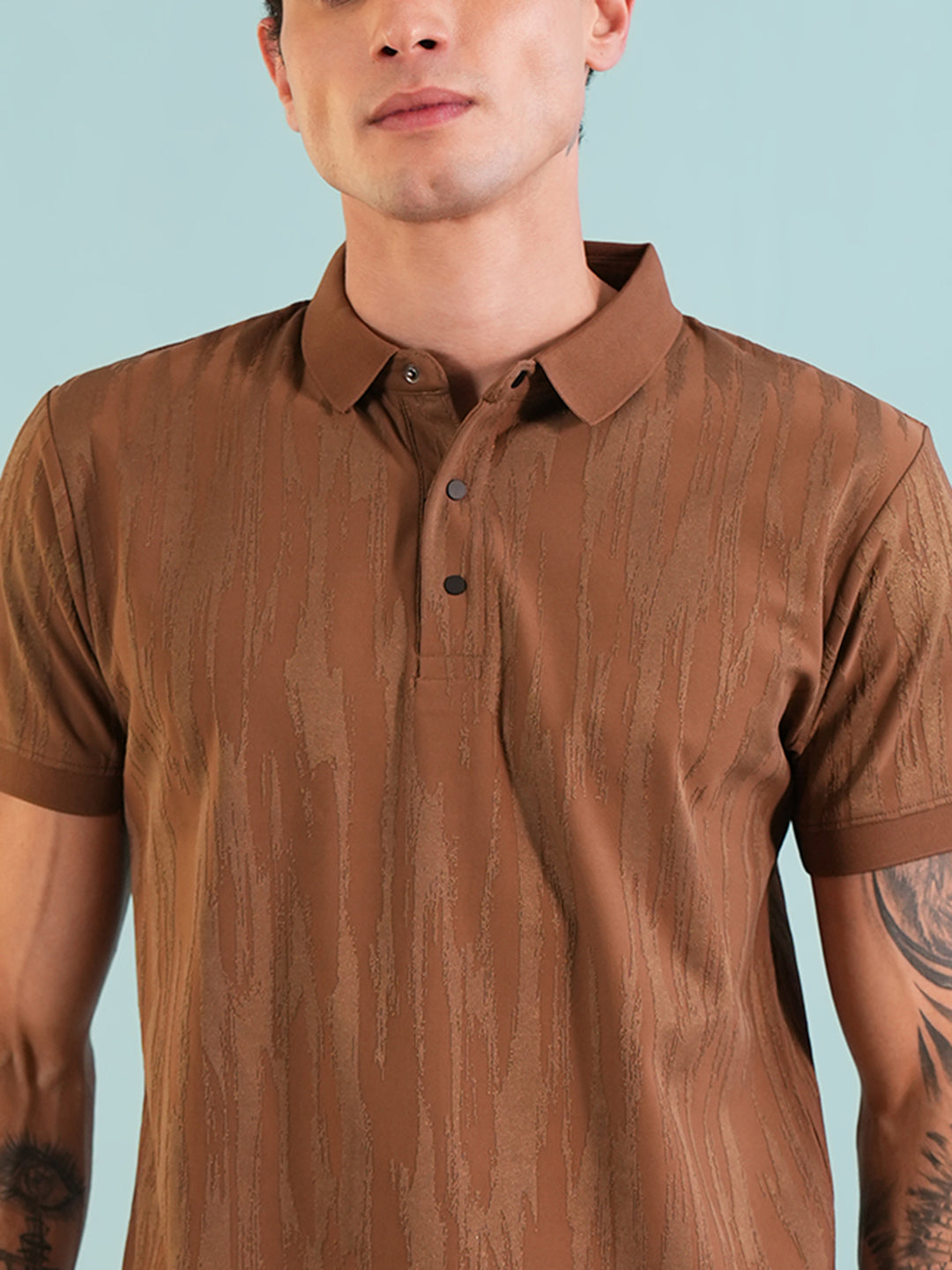 Men Textured Rust Polo T-Shirt - Reprise