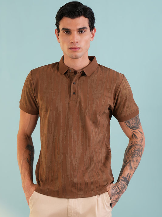 Men Textured Rust Polo T-Shirt - Reprise