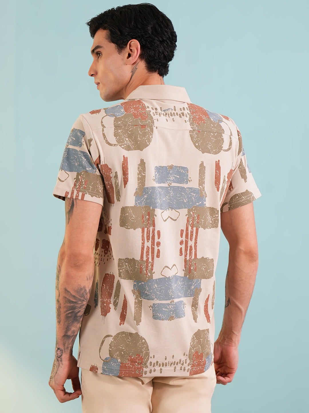 Men Self Design Printed Half Sleeve Shirt - Reprise