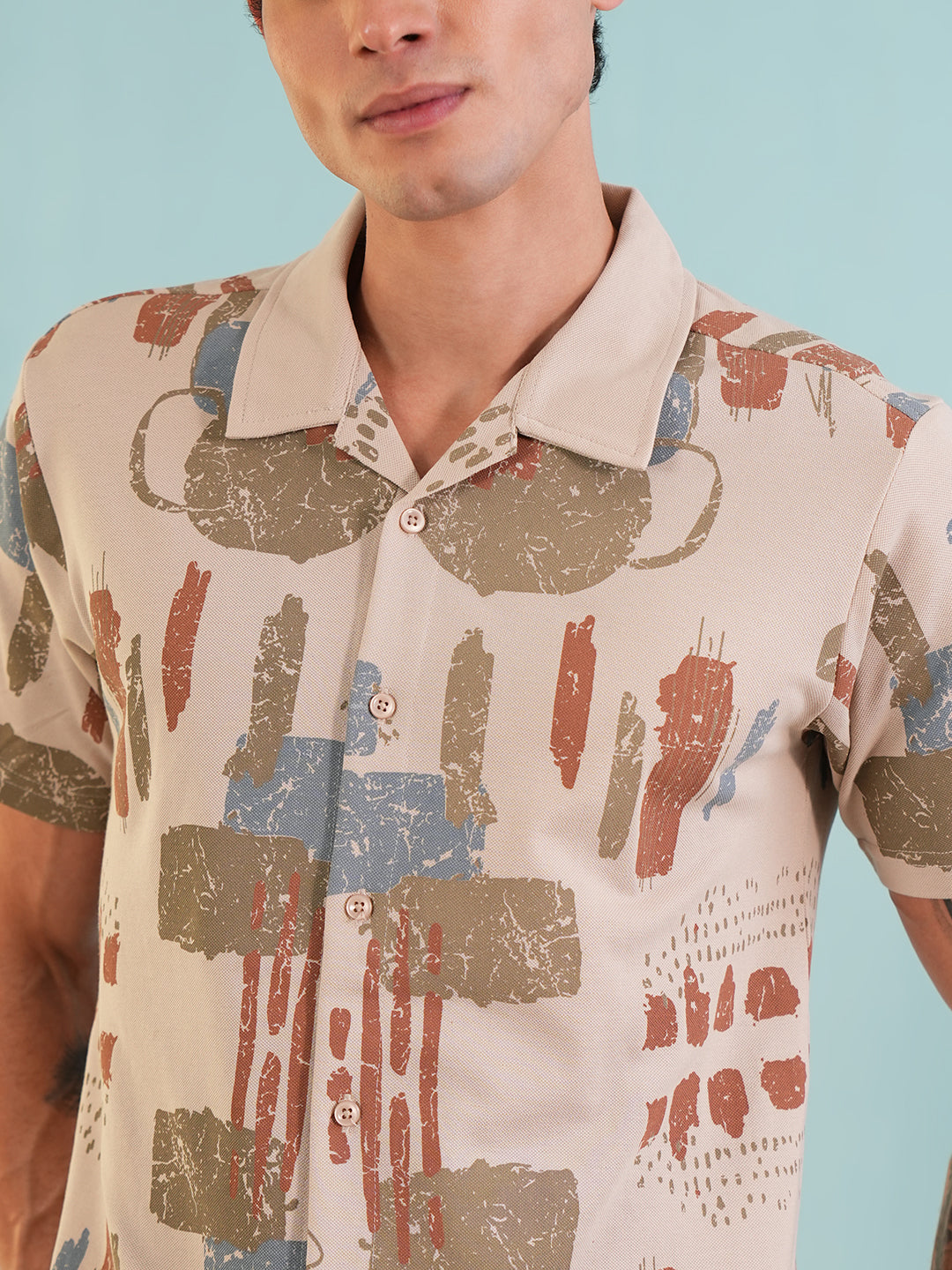 Men Self Design Printed Half Sleeve Shirt - Reprise