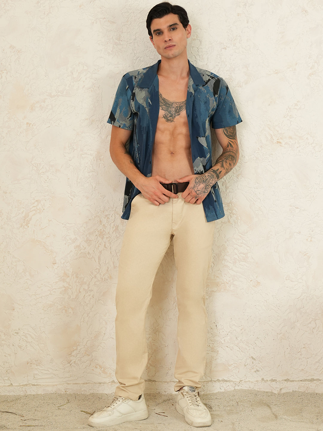 Men Self Design Printed Half Sleeve Shirt - Reprise