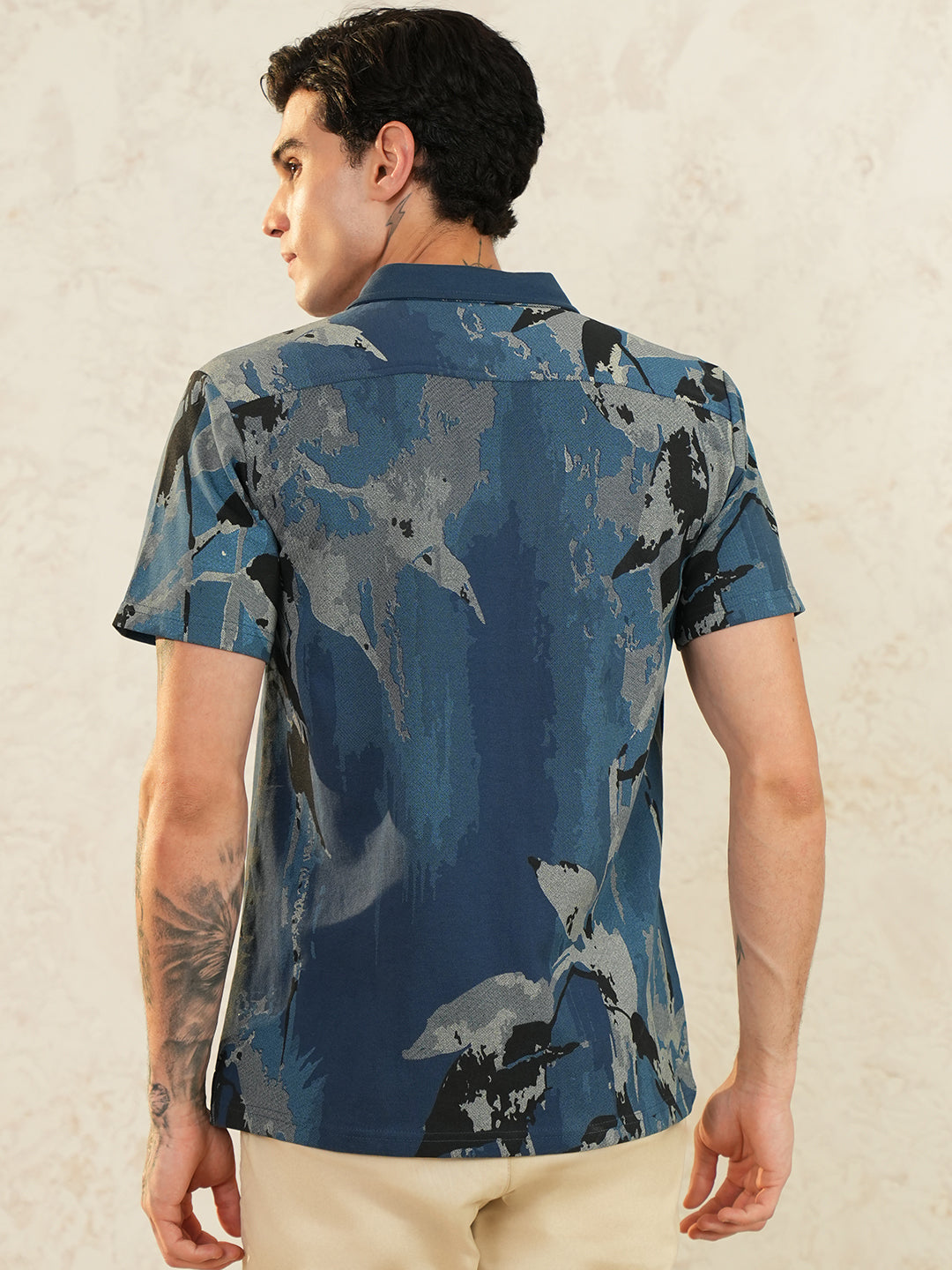 Men Self Design Printed Half Sleeve Shirt - Reprise