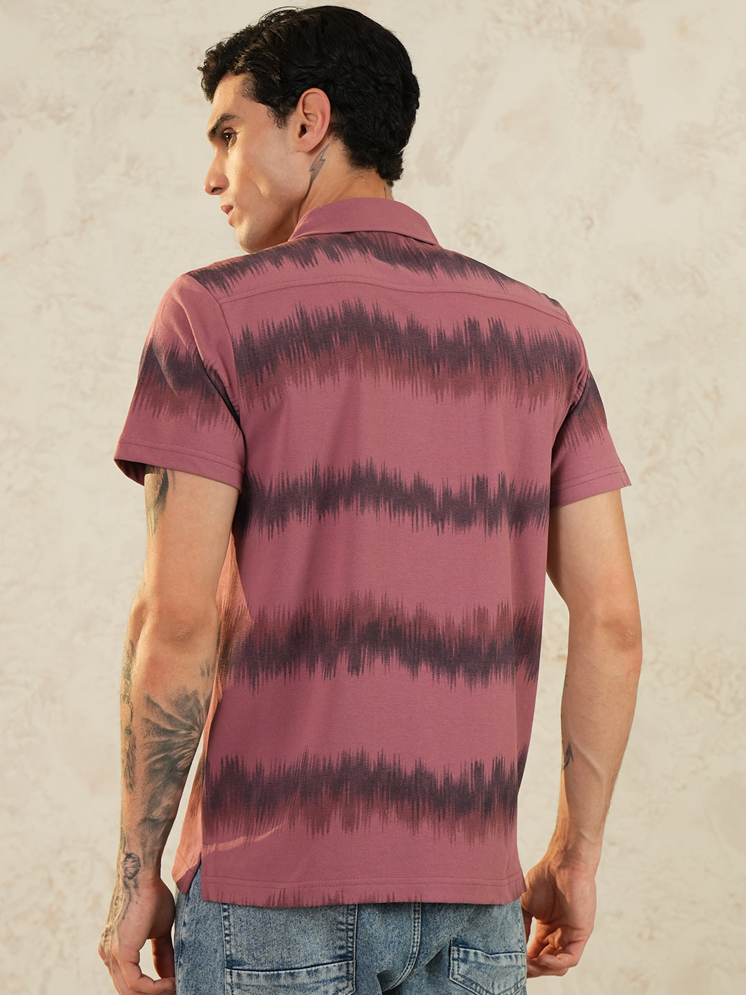 Men Self Design Printed Half Sleeve Shirt - Reprise