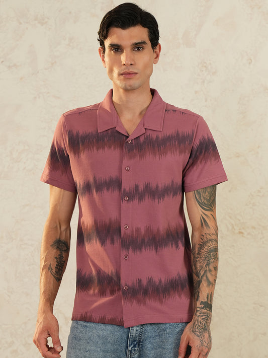 Men Self Design Printed Half Sleeve Shirt - Reprise