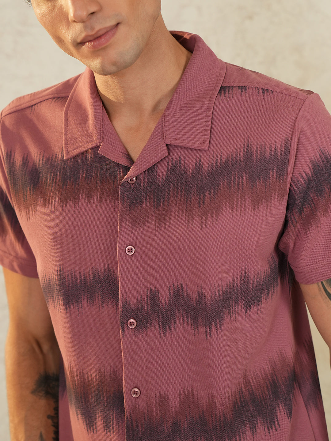 Men Self Design Printed Half Sleeve Shirt - Reprise