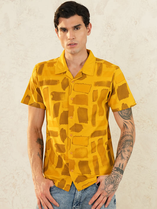 Men Self Design Printed Half Sleeve Shirt - Reprise